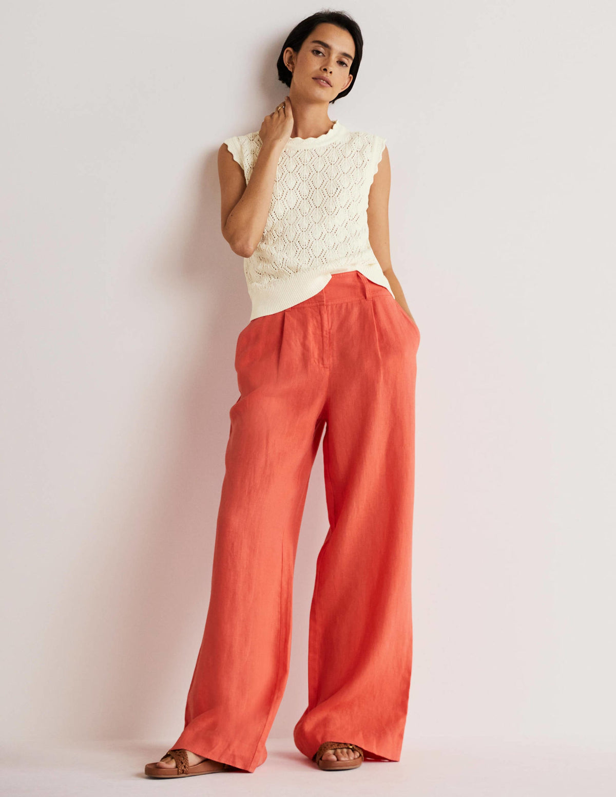 Scallop Crochet Knitted Tank-Ivory-4
