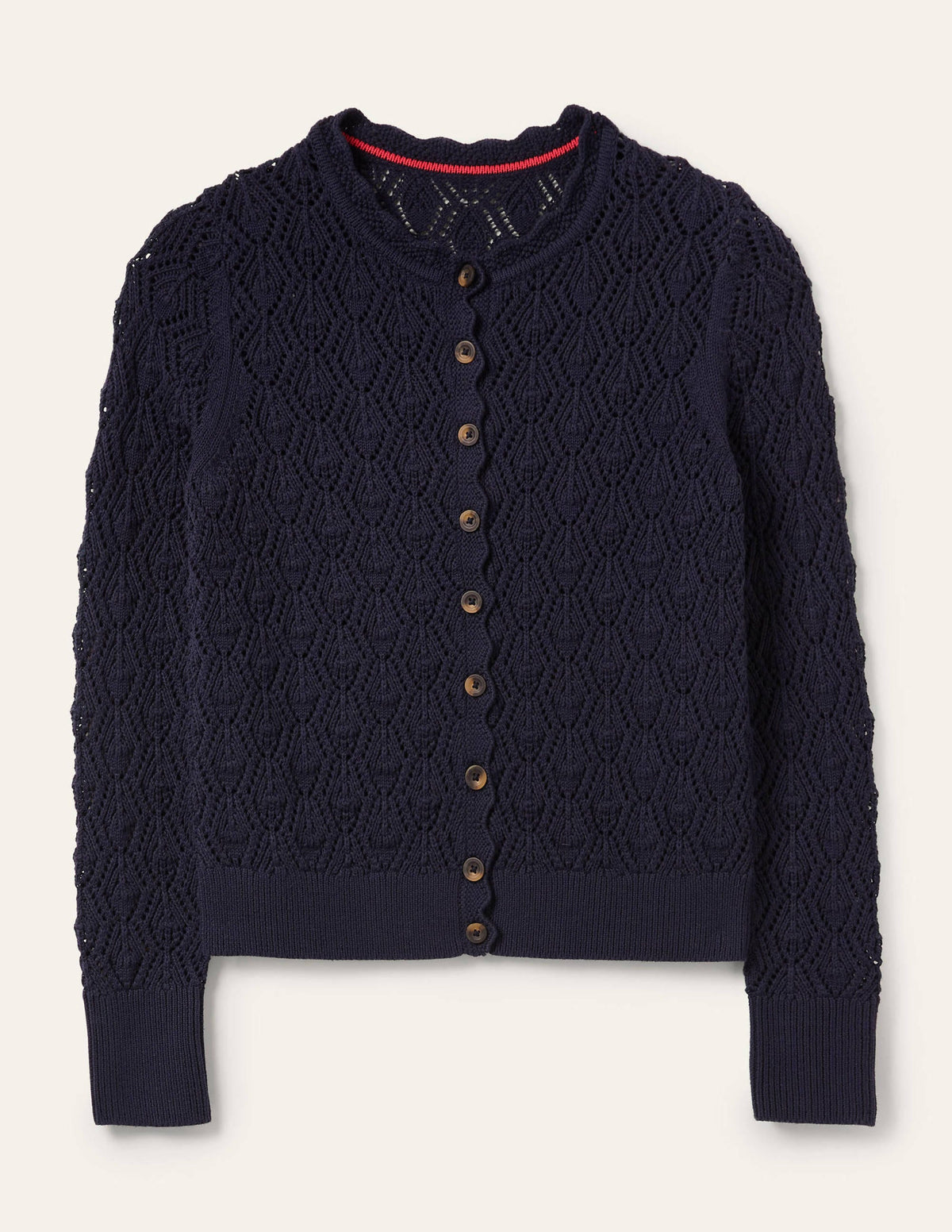 Scallop Crochet Cardigan-navy - Image 7