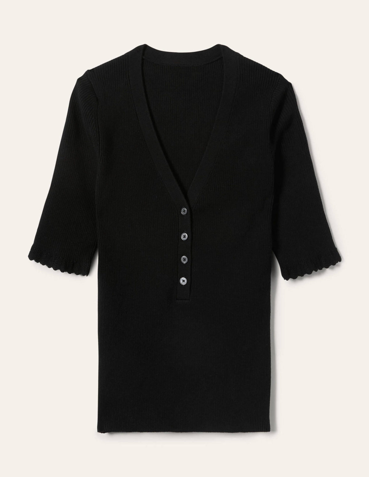 Ribbed Knitted T-shirt-Black-6