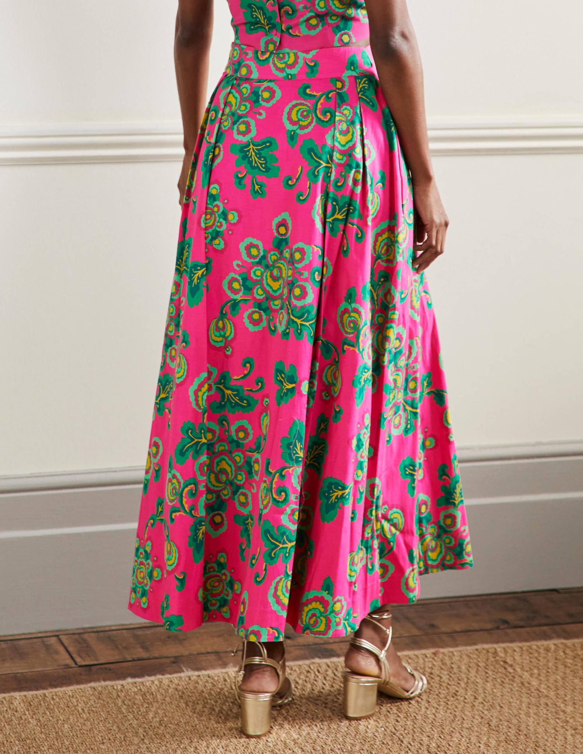 Scarlett Printed Midi Skirt-Party Pink, Wild Blooms-3