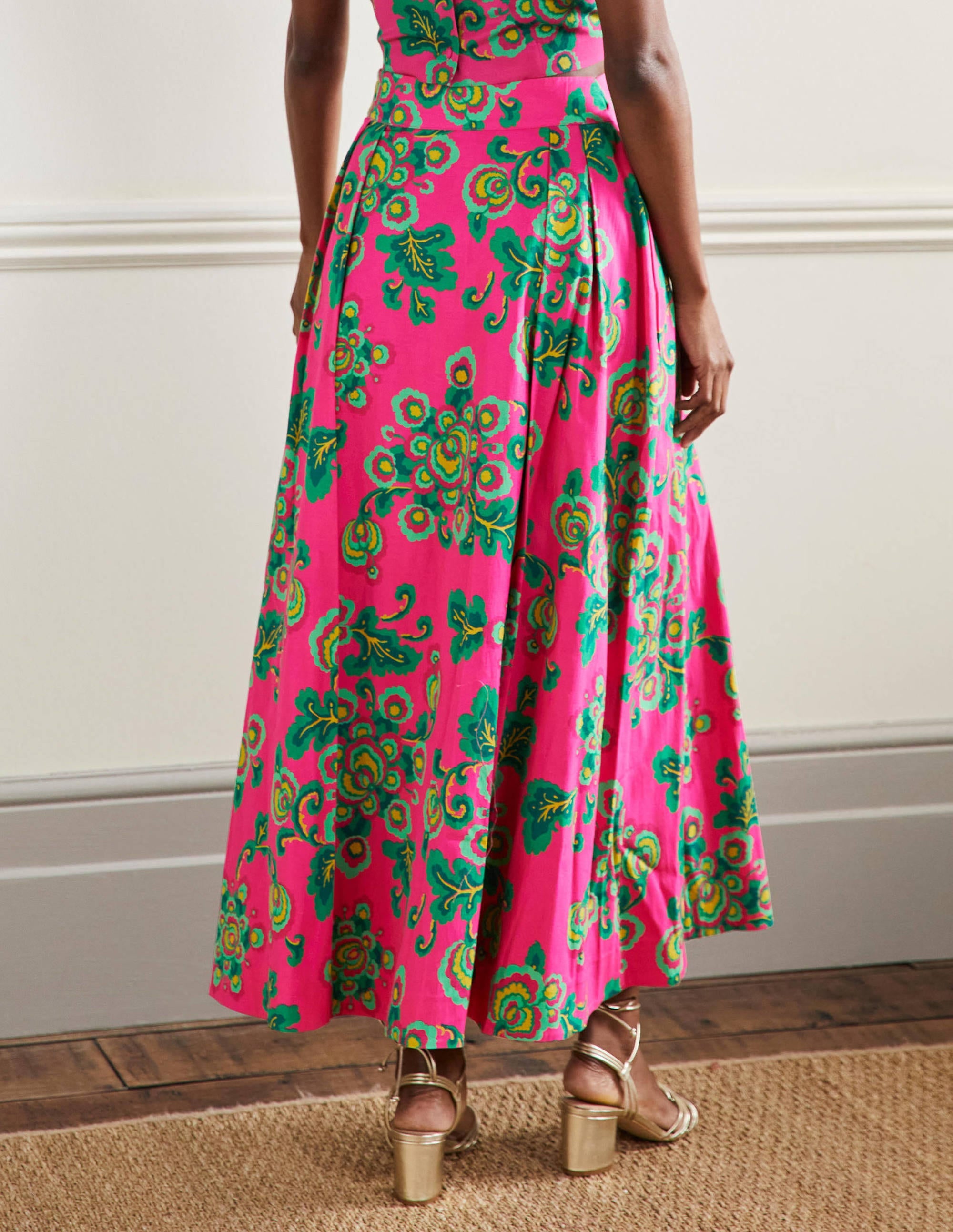 Scarlett Printed Midi Skirt-Party Pink, Wild Blooms - Image 3