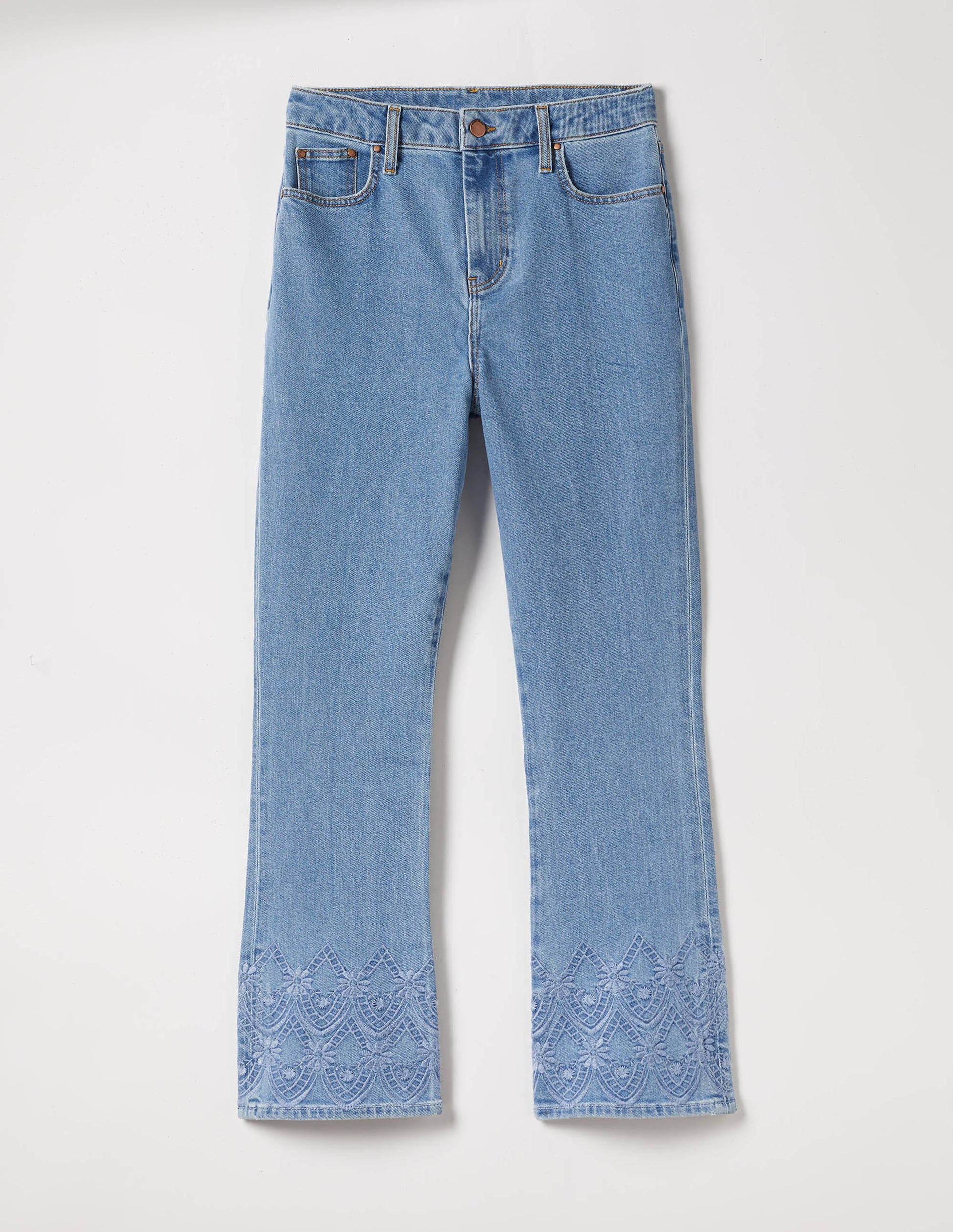 Cropped Flare Jeans-Light Vintage Embroidery-6