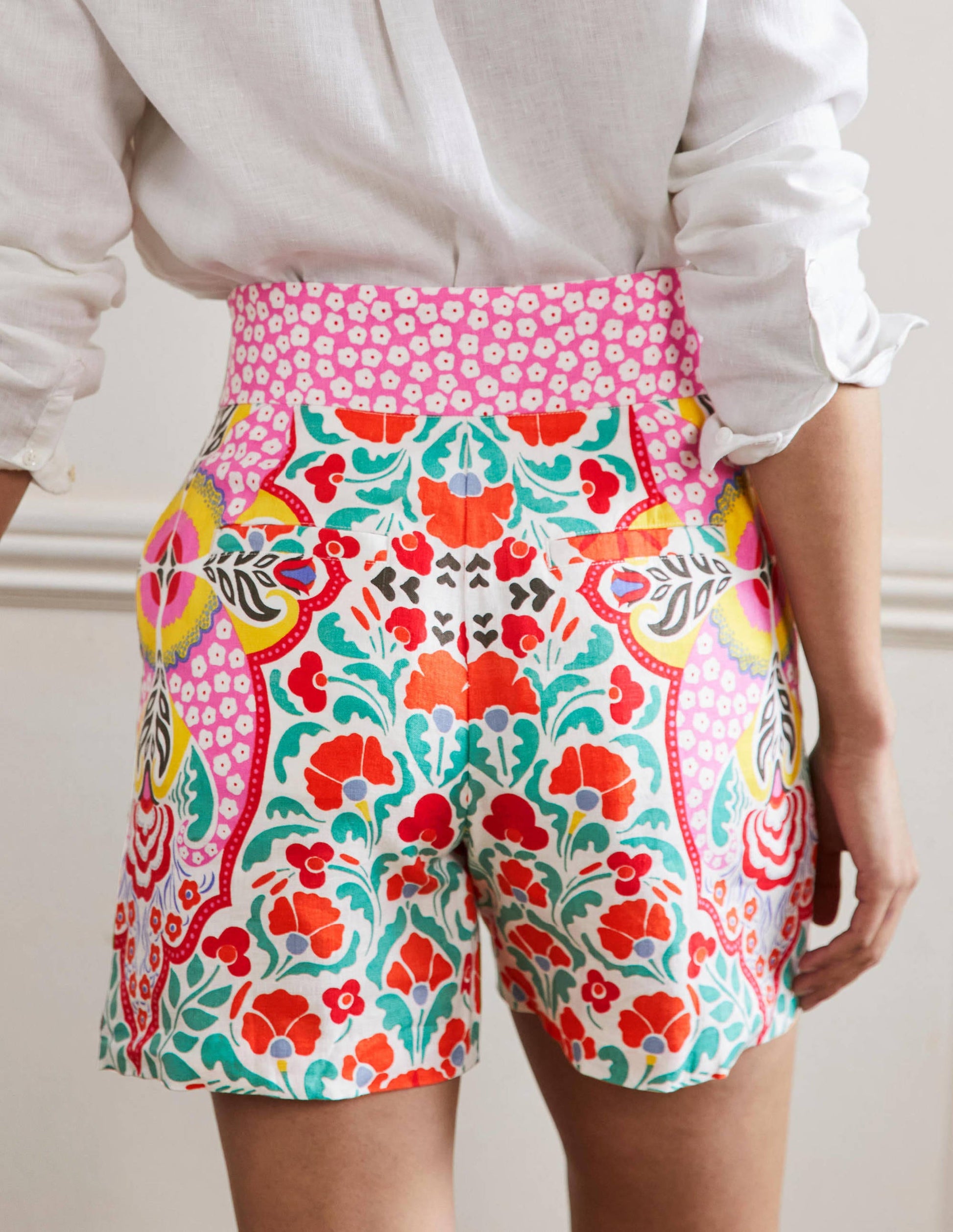 Georgina Linen Shorts-Multi, Passion Bloom-3