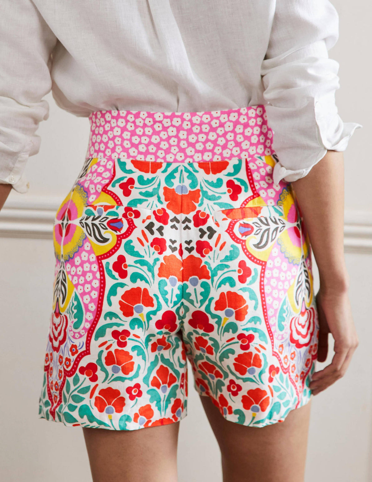 Georgina Linen Shorts-Multi, Passion Bloom - Image 3