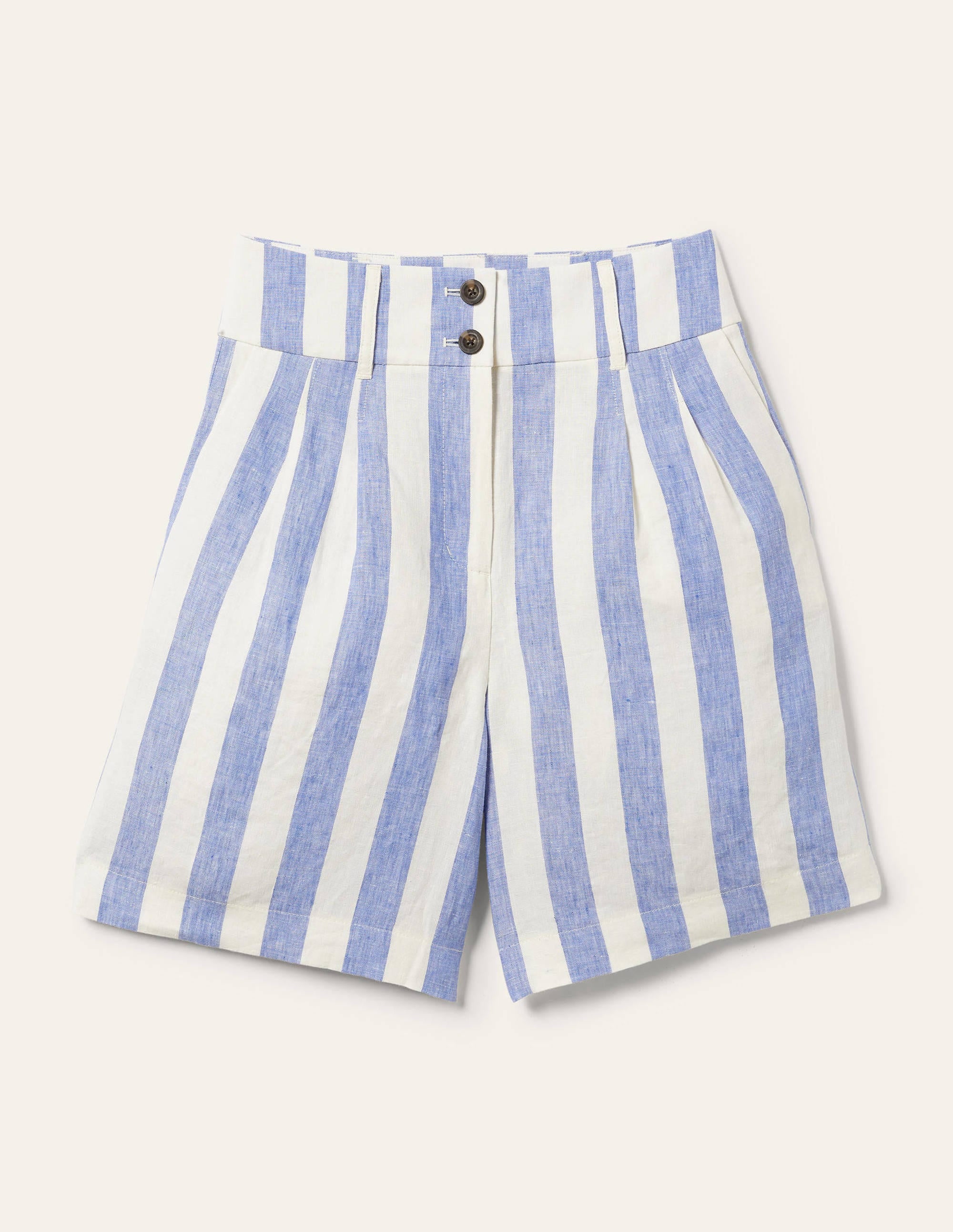 Linen Pleat Shorts-Bluebell and Ivory Stripe - Image 5