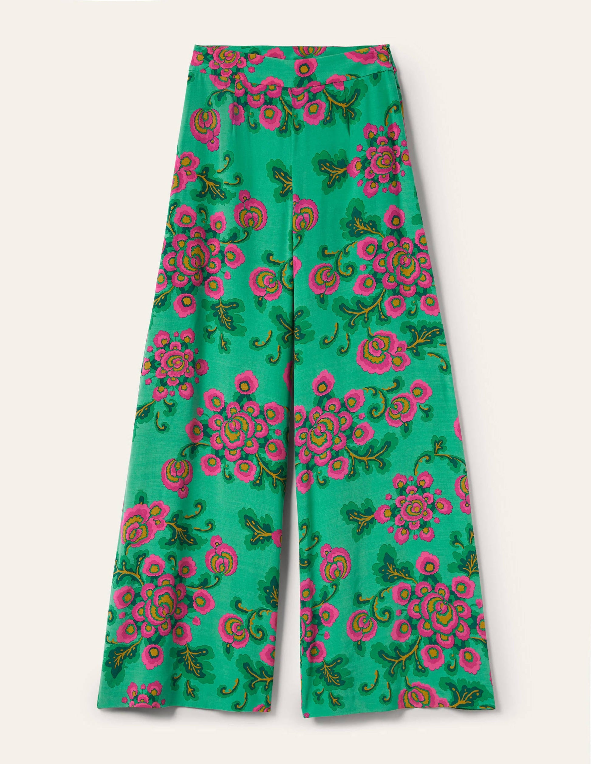 Zoe Wide Leg Palazzo Trousers-Ming Green, Wild Blooms-7