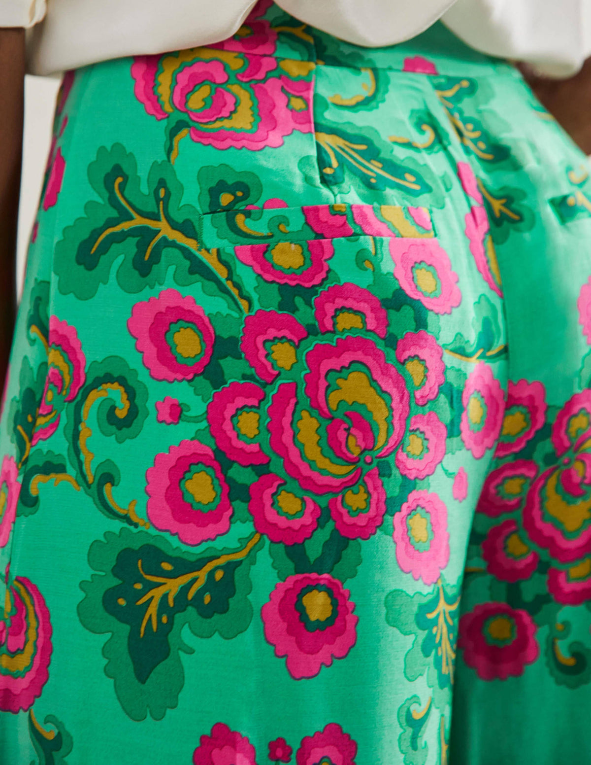 Zoe Wide Leg Palazzo Trousers-Ming Green, Wild Blooms-2