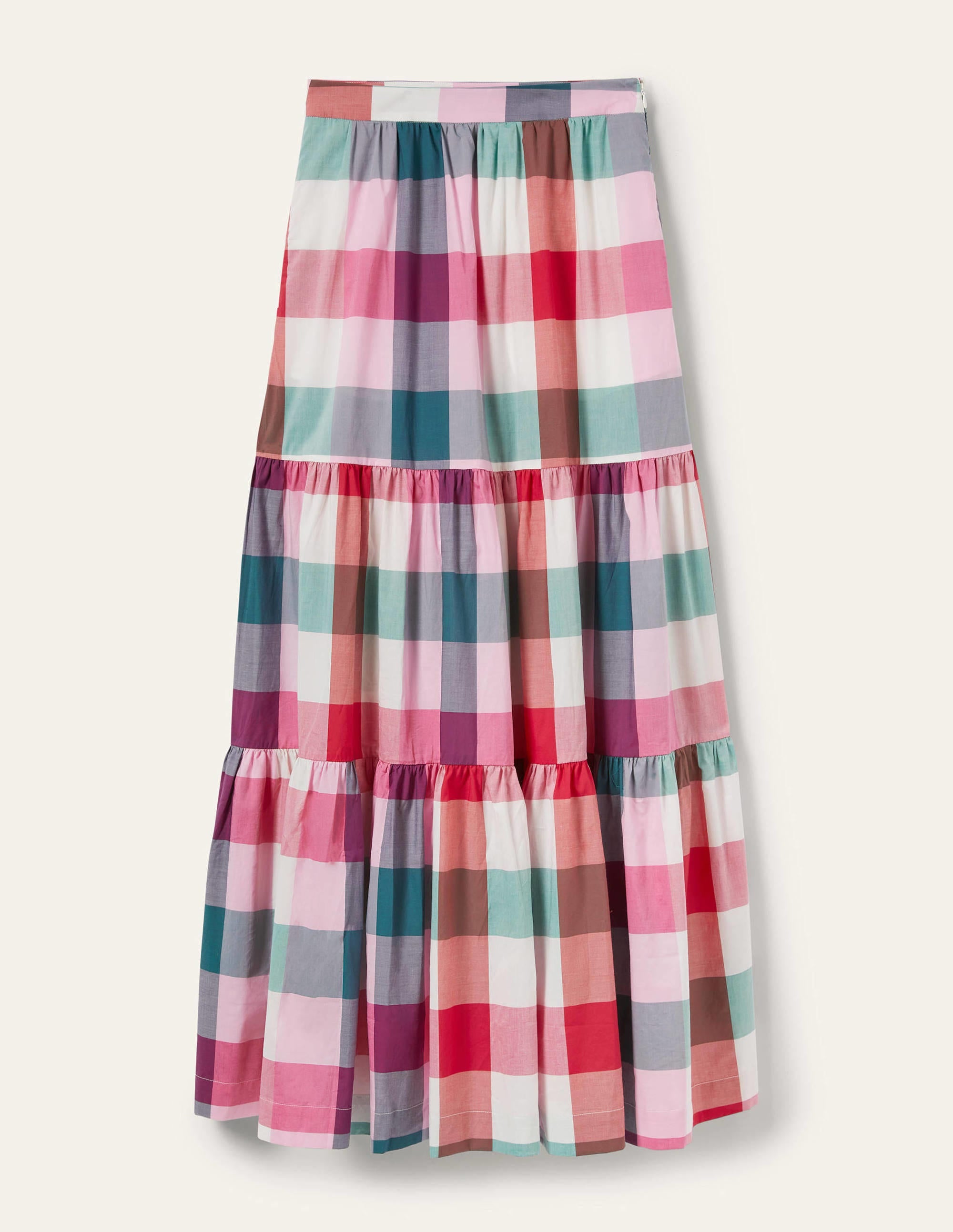 Lorna Tiered Maxi Skirt-Bonbon Pink Flambe Check - Image 5