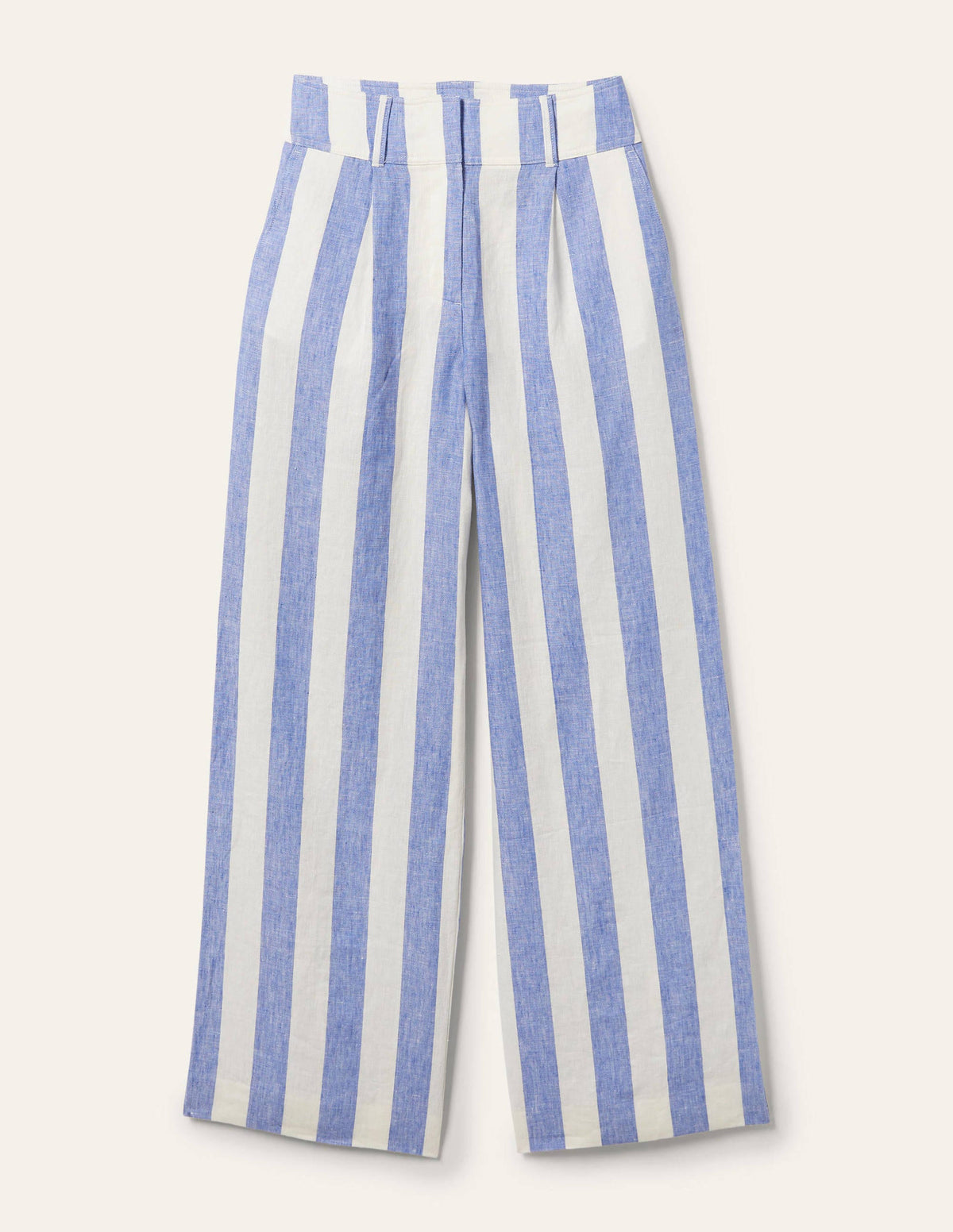 Wide Leg Linen Trousers-Bluebell and Ivory Stripe - Image 6