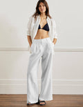 Wide Leg Linen Trousers-White