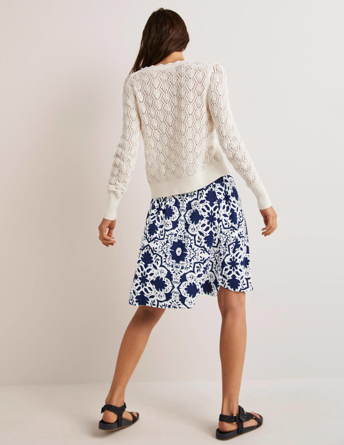 Pull On Jersey Mini Skirt-French Navy, Bloomsbury Mono-3