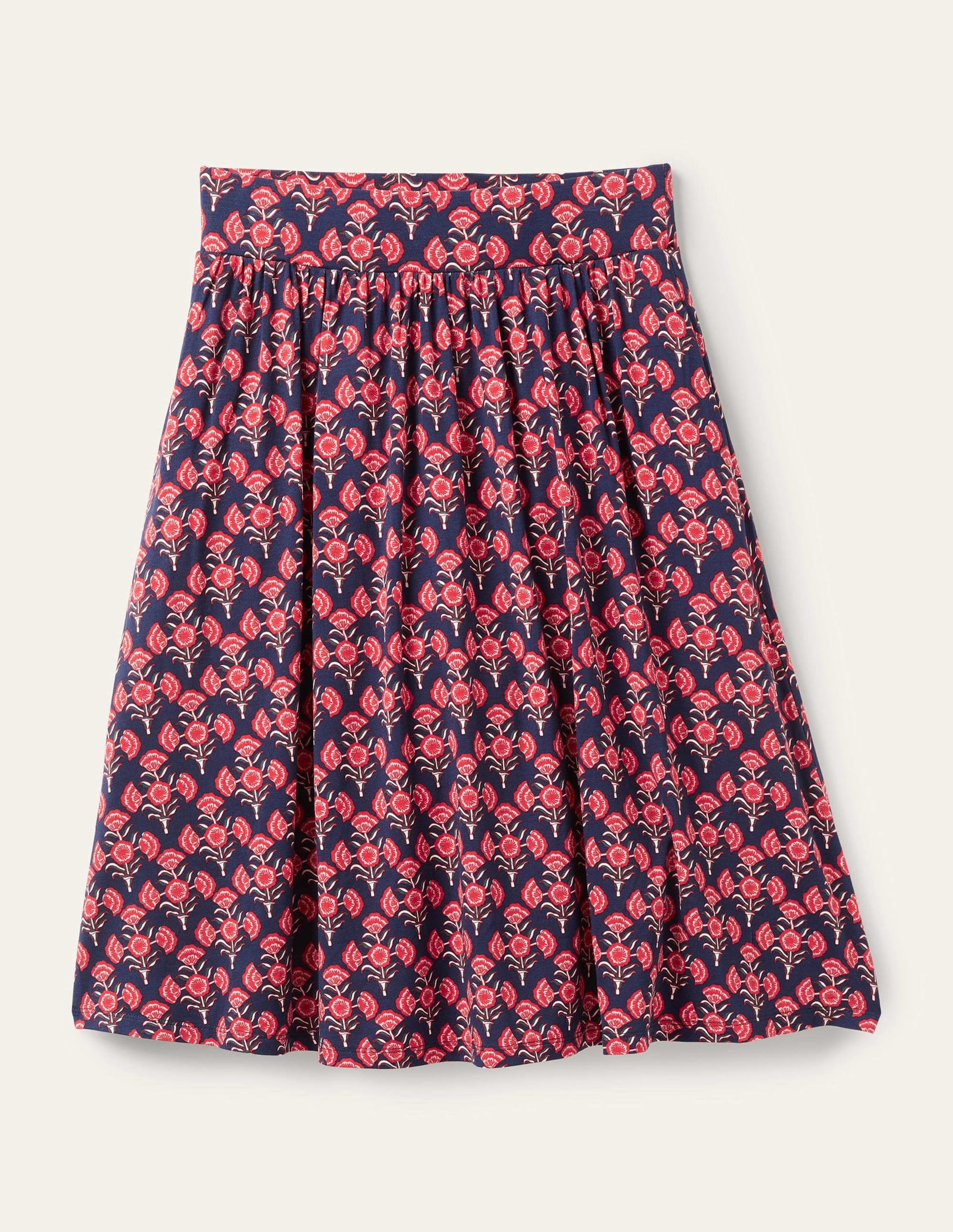 Pull On Jersey Mini Skirt-French Navy, Poppy Geo - Image 9