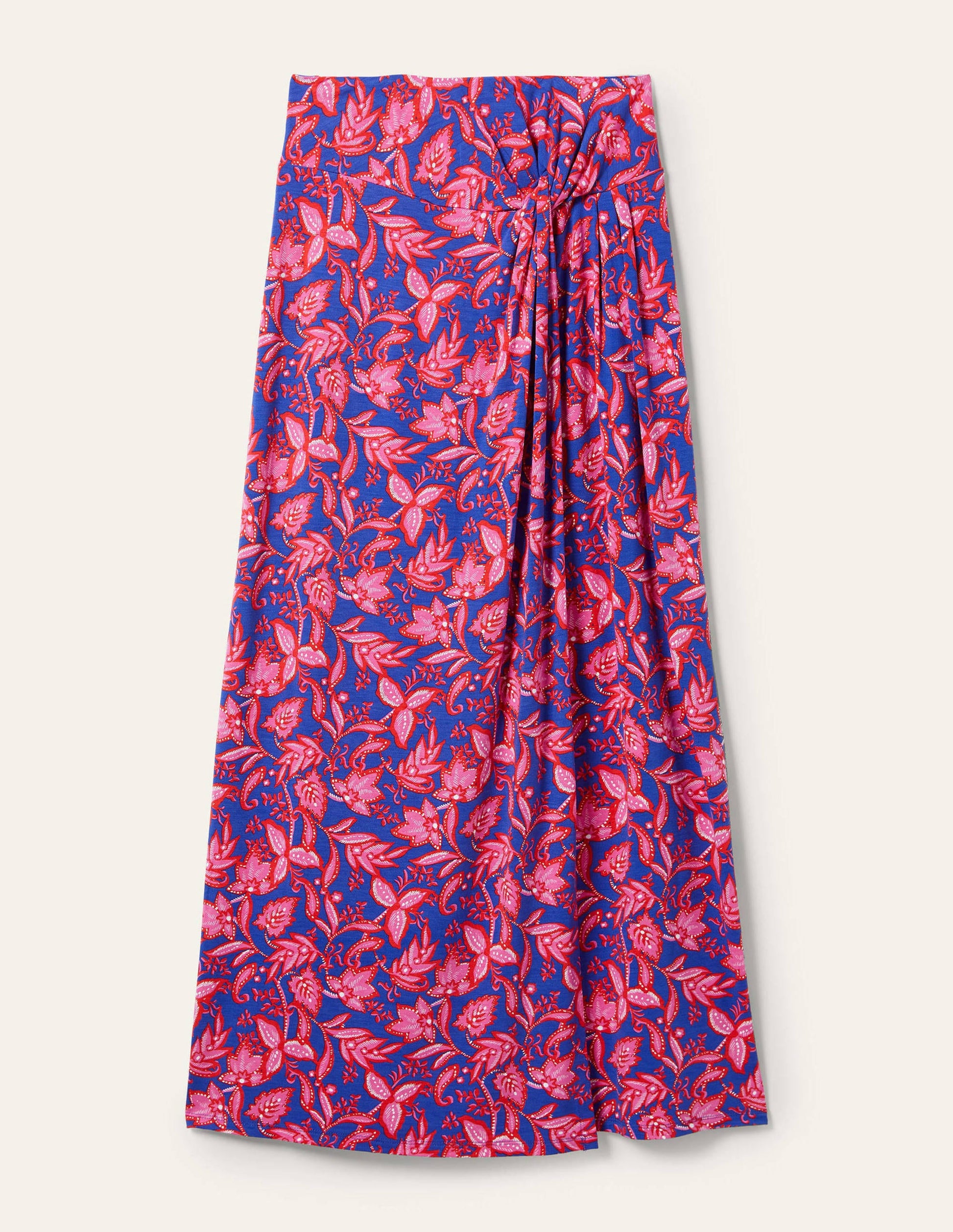 Knot Waist Jersey Midi Skirt-Strawberry Daiquiri, Flora-5