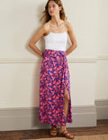 Knot Waist Jersey Midi Skirt-Strawberry Daiquiri, Flora