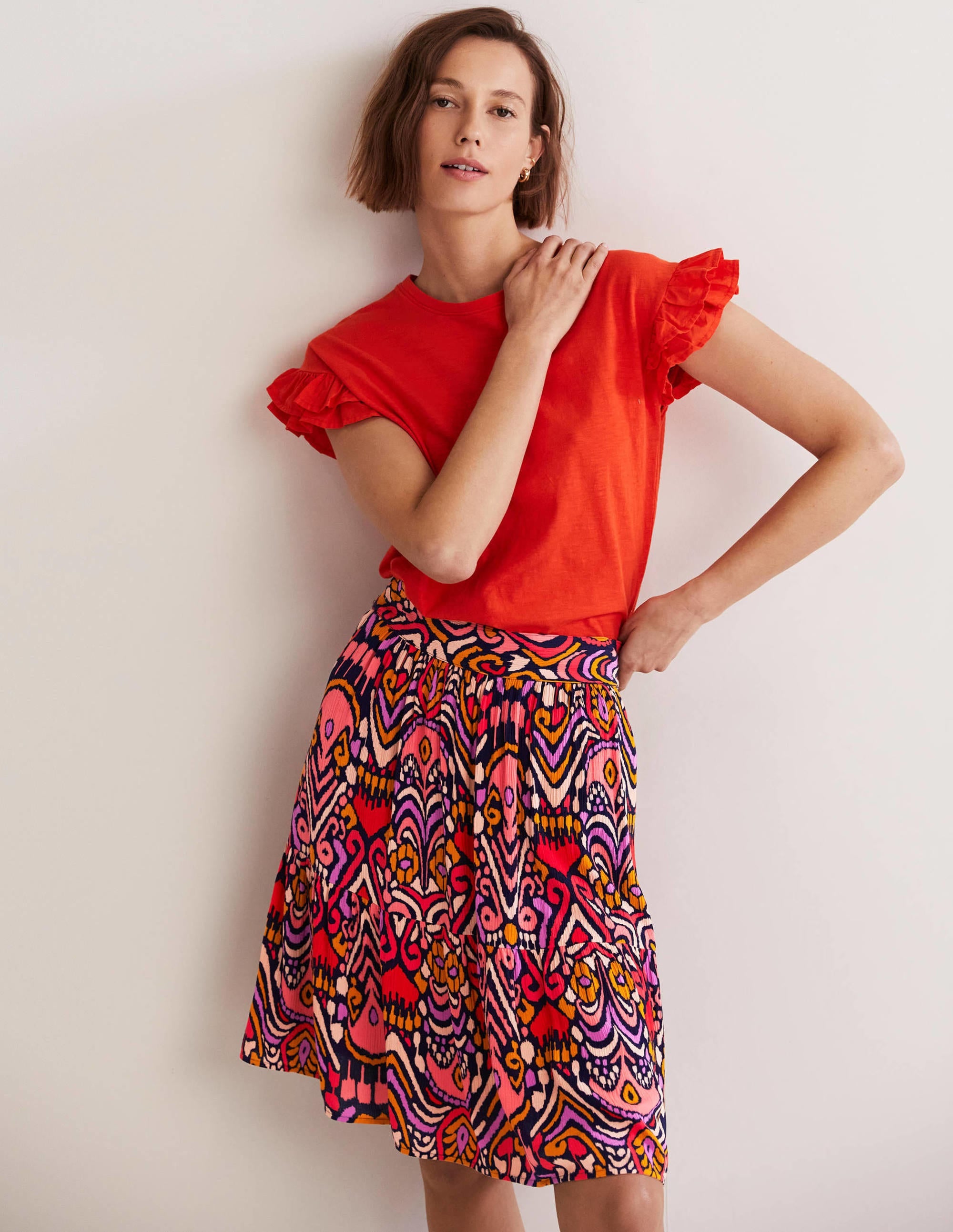 Grace Crinkle Mini Skirt-French Navy, Ikat Charm - Image 1