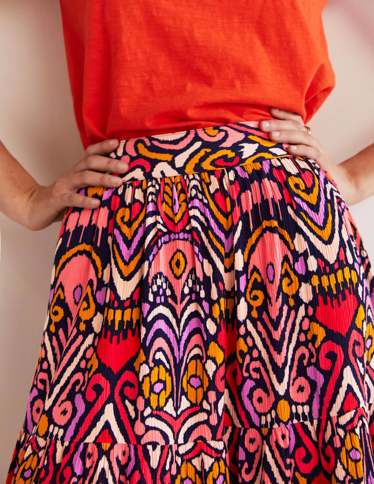 Grace Crinkle Mini Skirt-French Navy, Ikat Charm-4