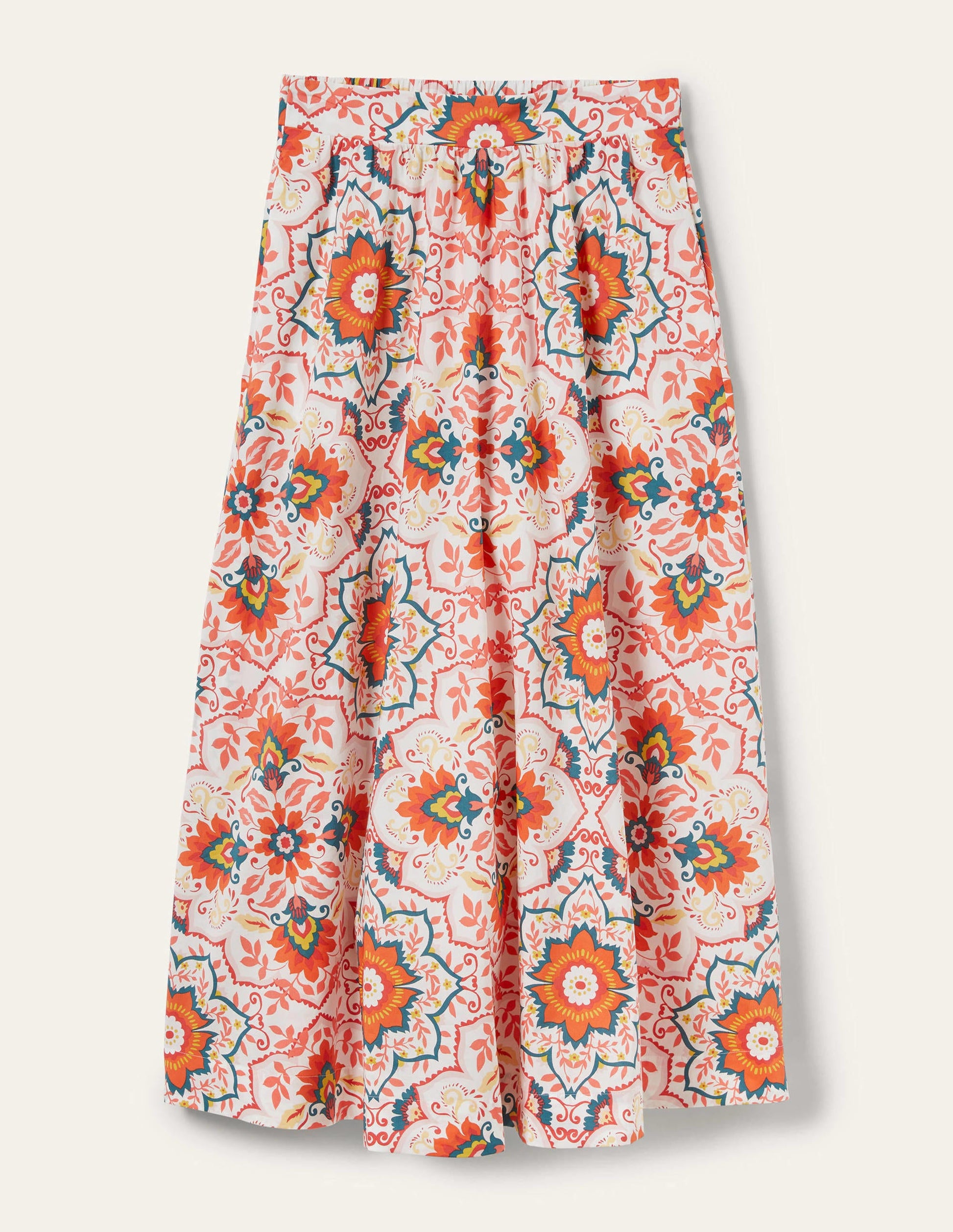 Pull On Cotton Midi Skirt-Multi, Bloomsbury-5