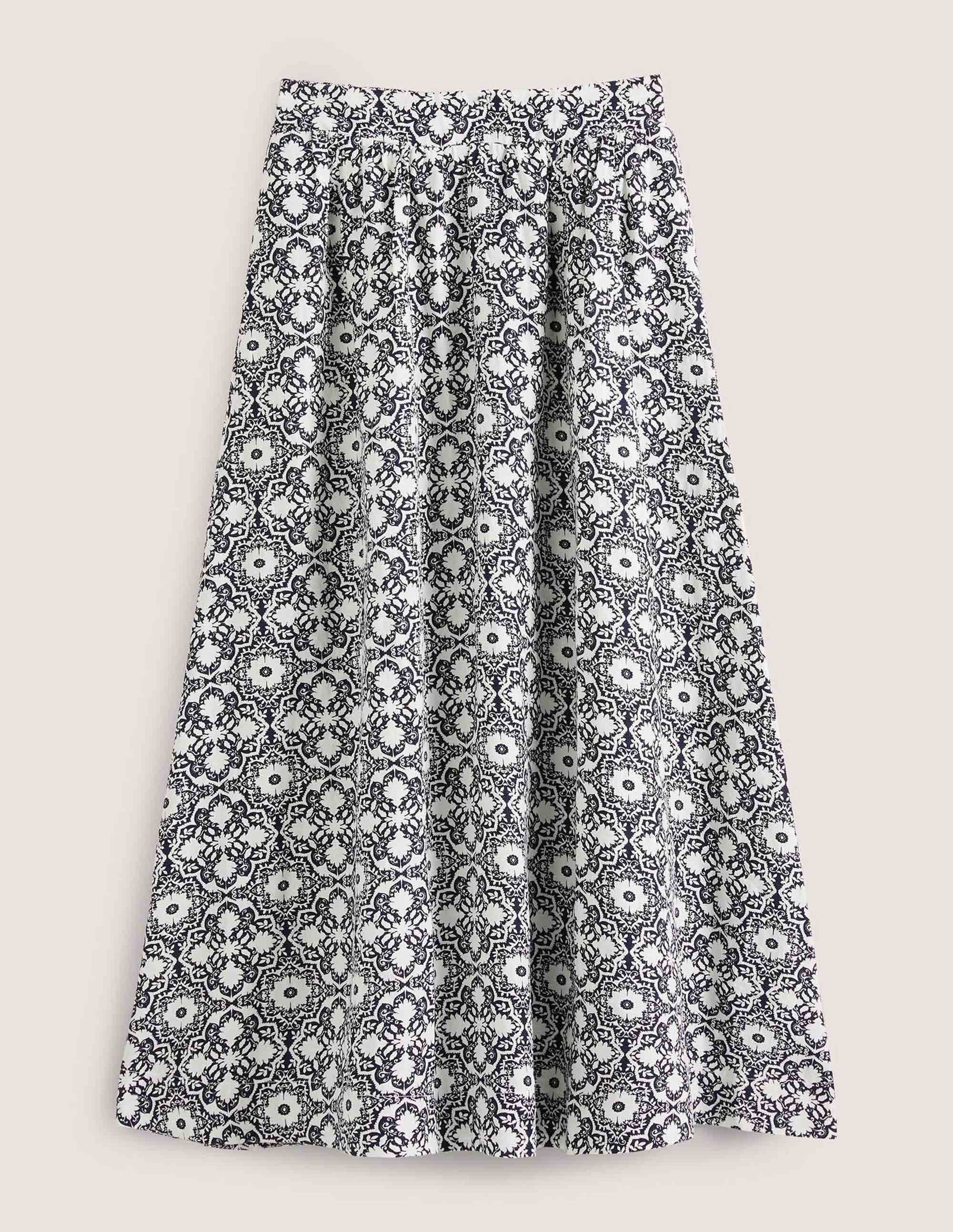 Linen Midi Skirt-French Navy, Bloomsbury Mono-6