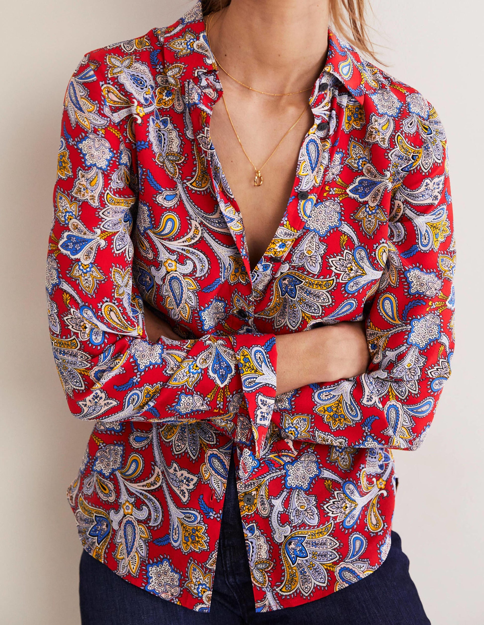 Silk Shirt-Aurora Red, Paisley Bud-4