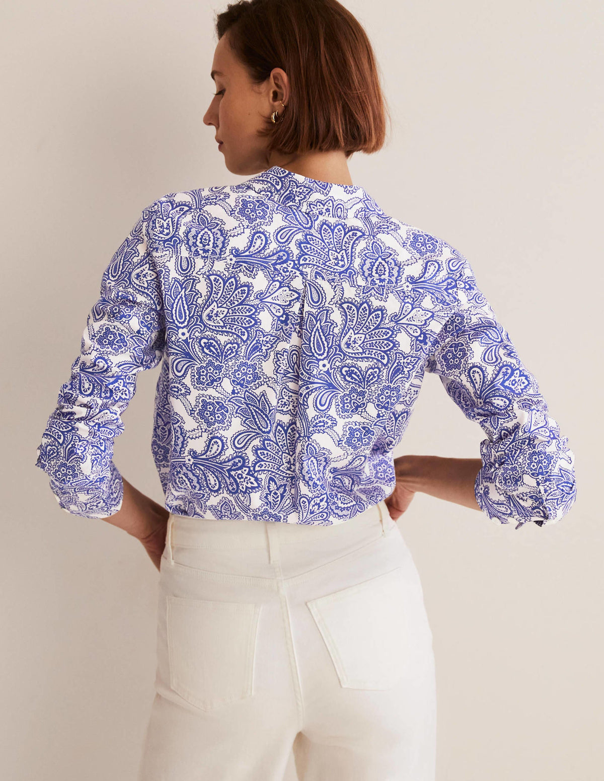 Classic Cotton Shirt-Atlantic Ocean, Paisley Bud - Image 3
