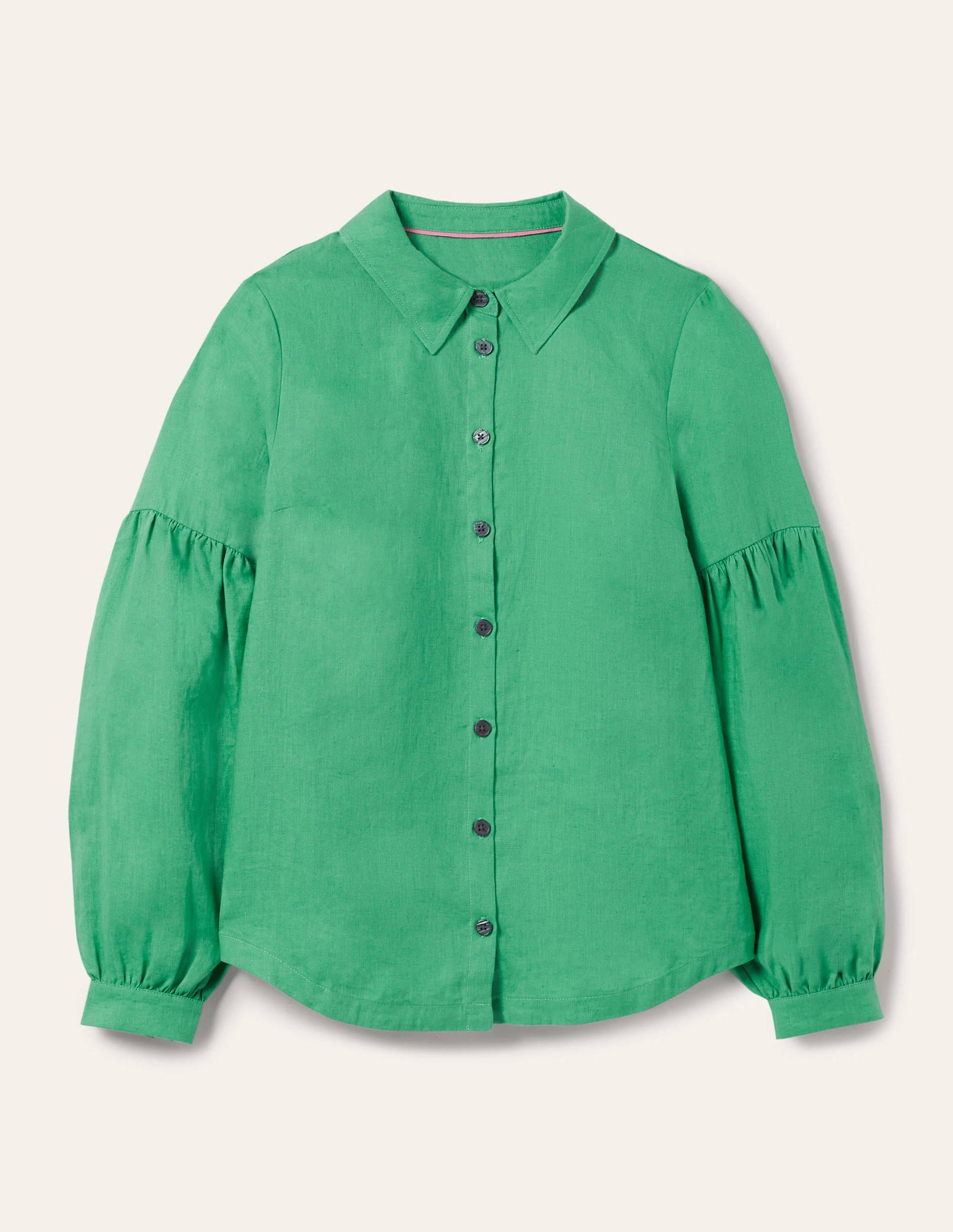 Anna Blouson Linen Shirt-Green Lagoon-6