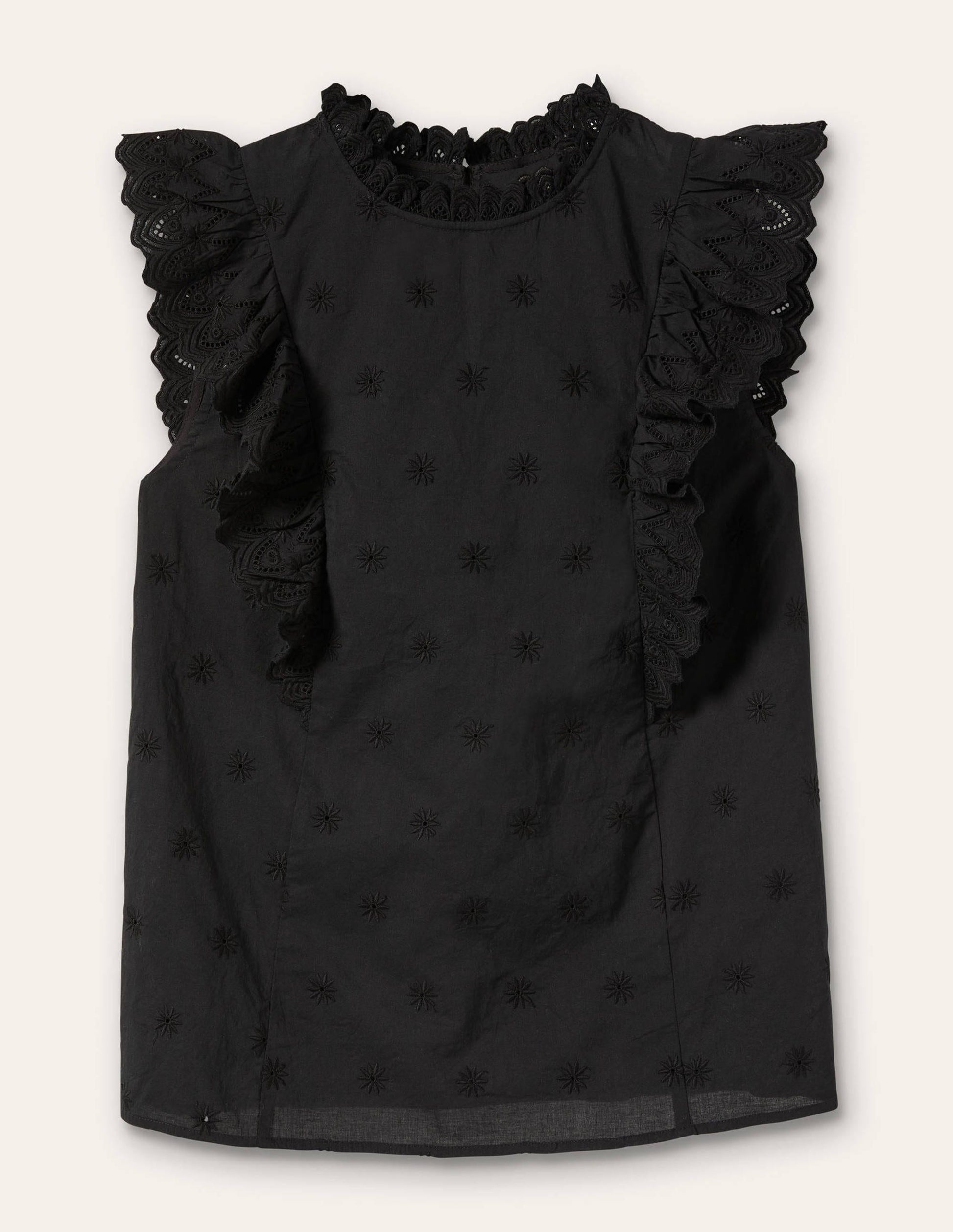 Nina Sleeveless Broderie Top-Black-6