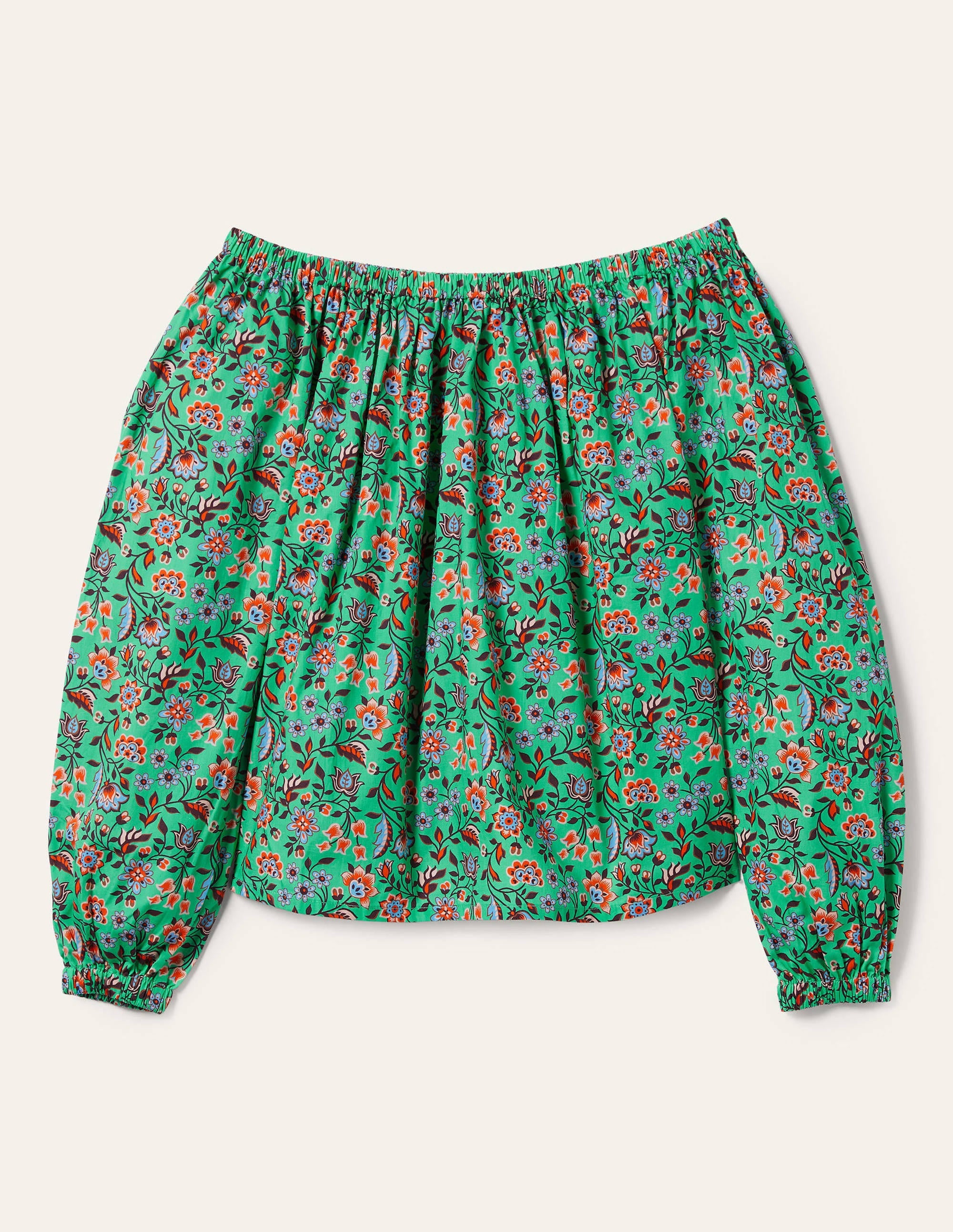 Melanie Off-Shoulder Top-Green Lagoon, Oriental Meadow - Image 5
