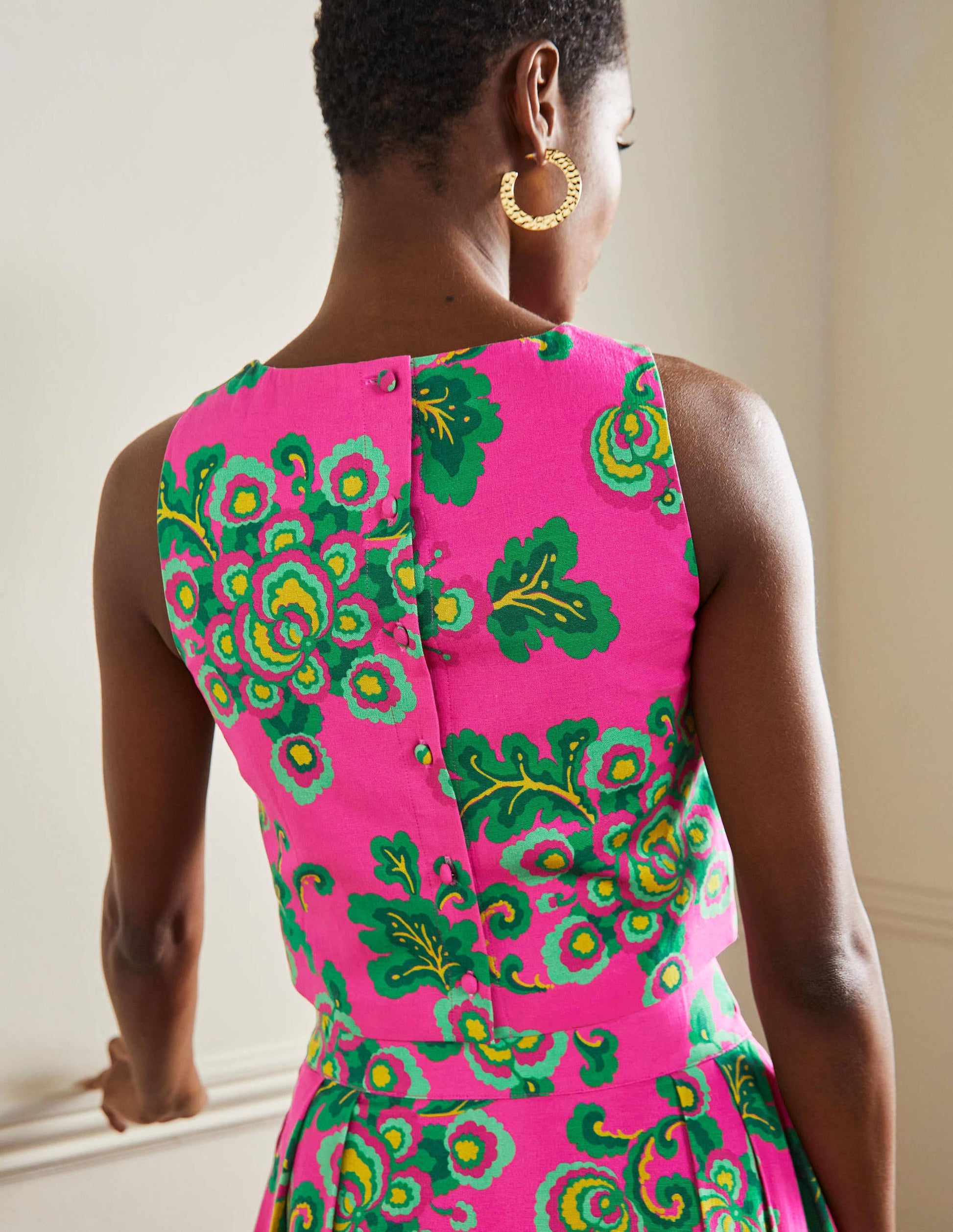 Scarlett Cropped Top-Party Pink, Wild Blooms-3