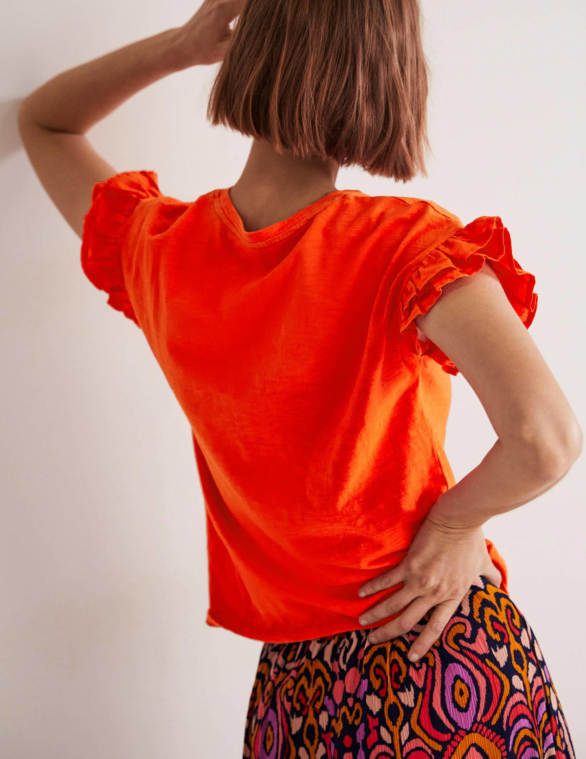 Woven Frill Sleeve T-shirt-Firecracker - Image 3