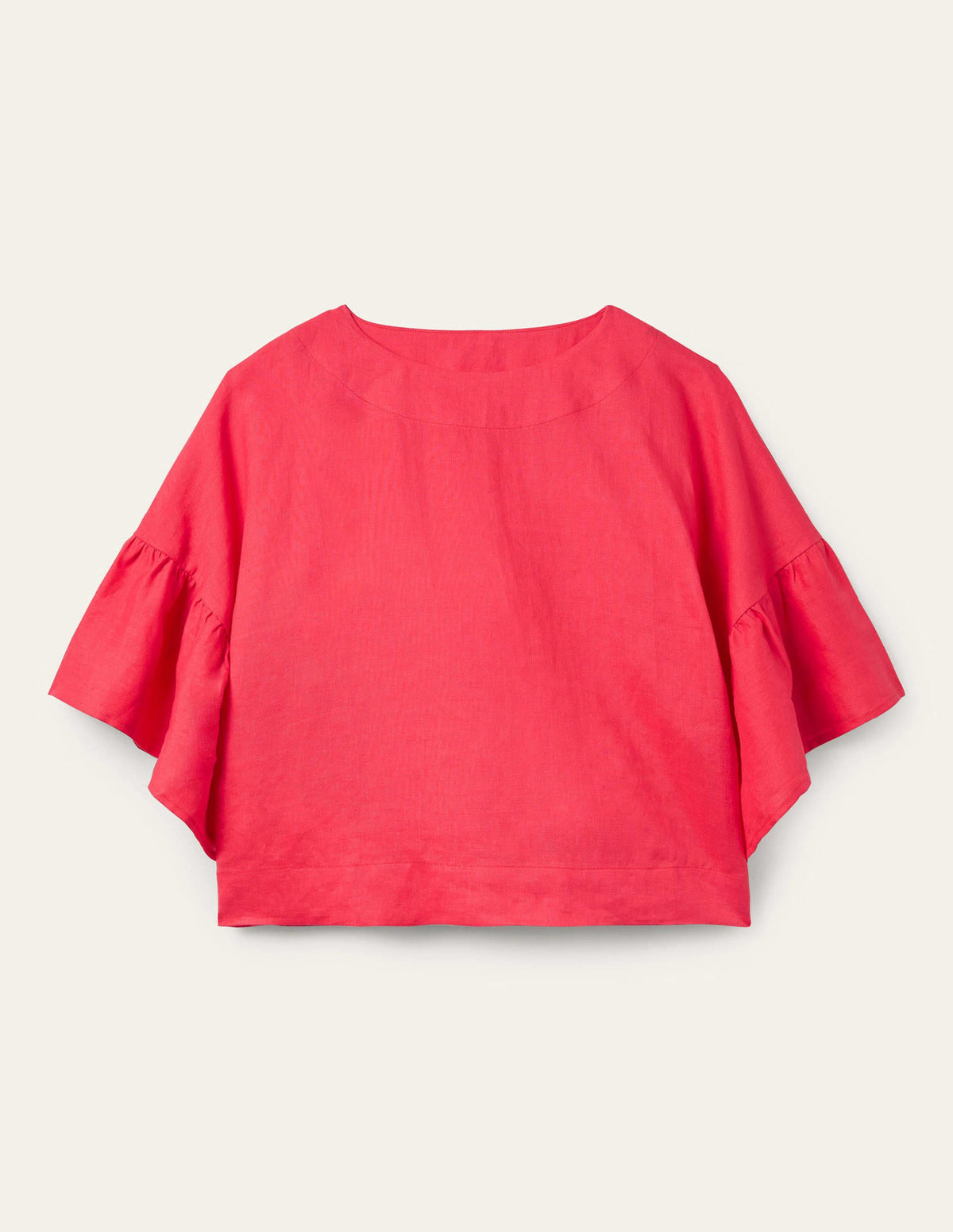 Frilly Full Sleeve Linen Top-Radish-5