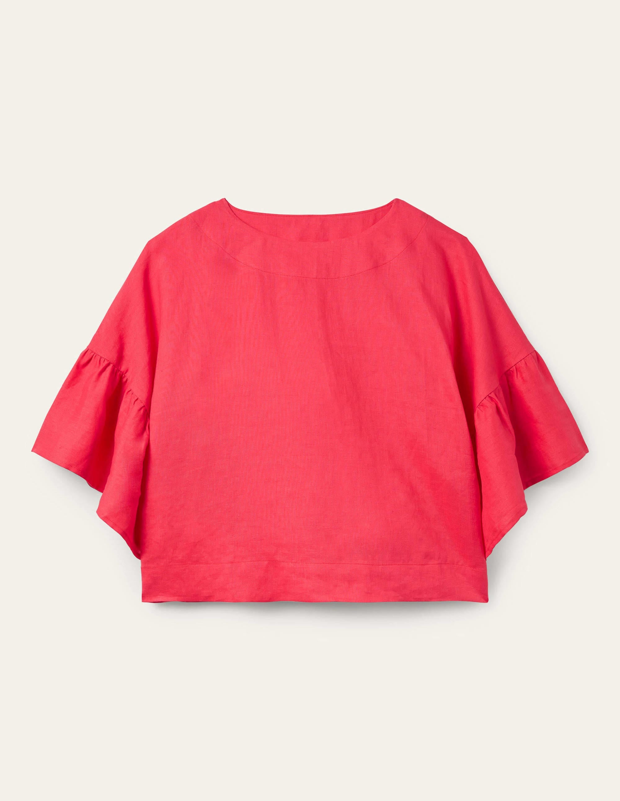 Frilly Full Sleeve Linen Top-Radish - Image 5