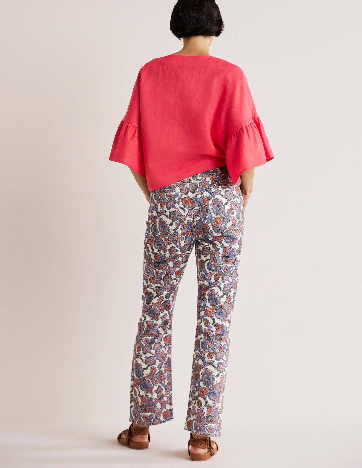 Frilly Full Sleeve Linen Top-Radish-3