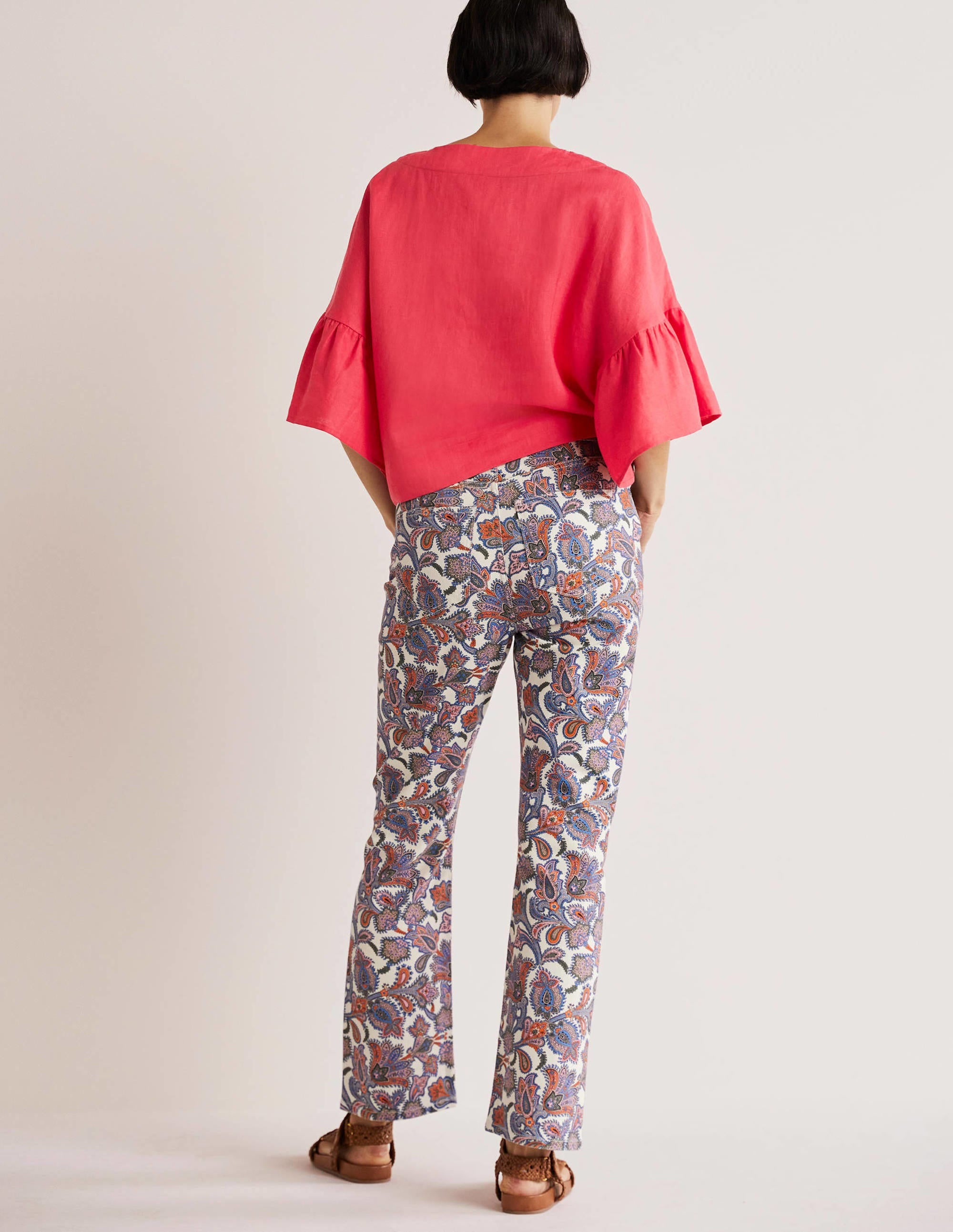 Frilly Full Sleeve Linen Top-Radish - Image 3