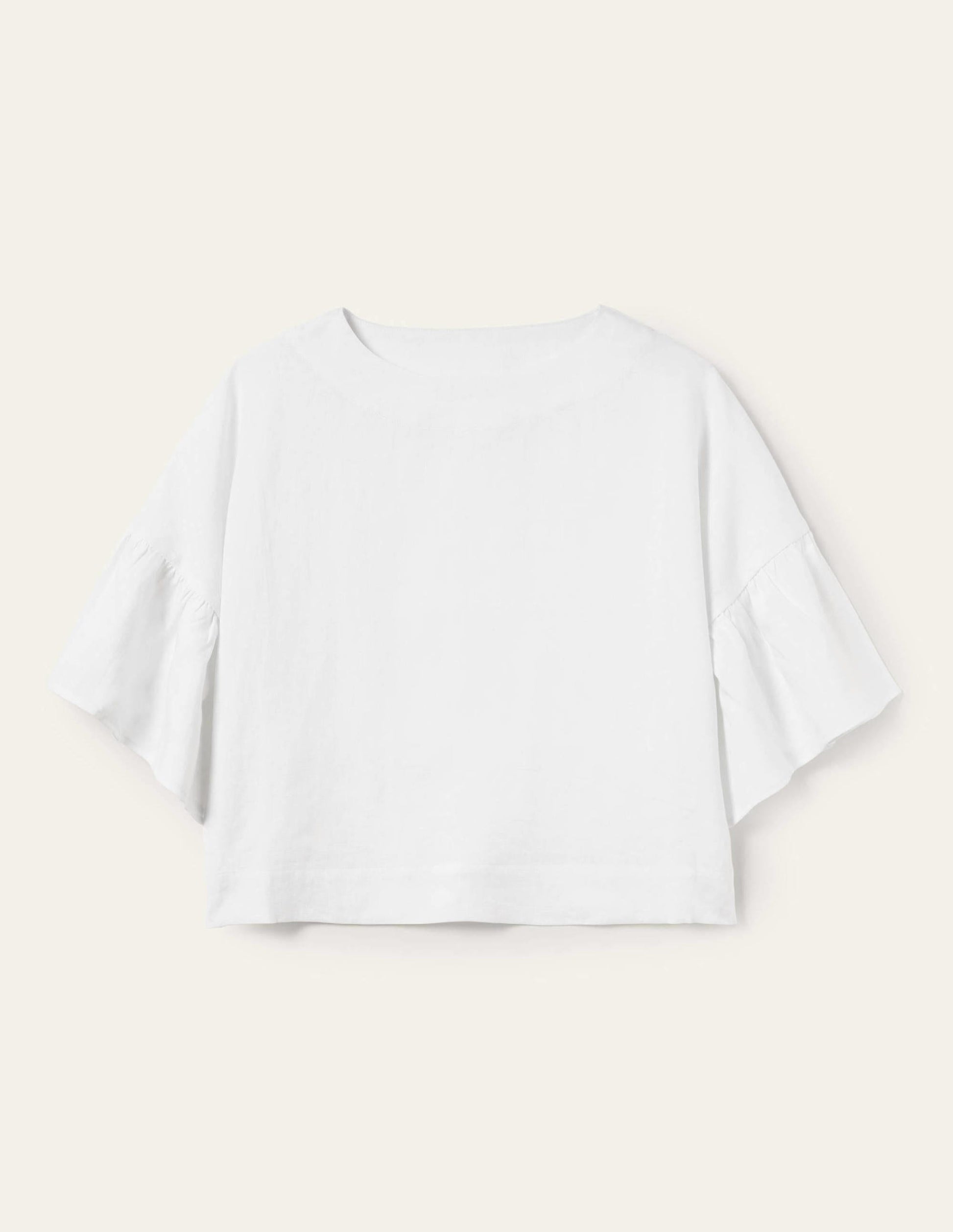 Frilly Full Sleeve Linen Top-White-5