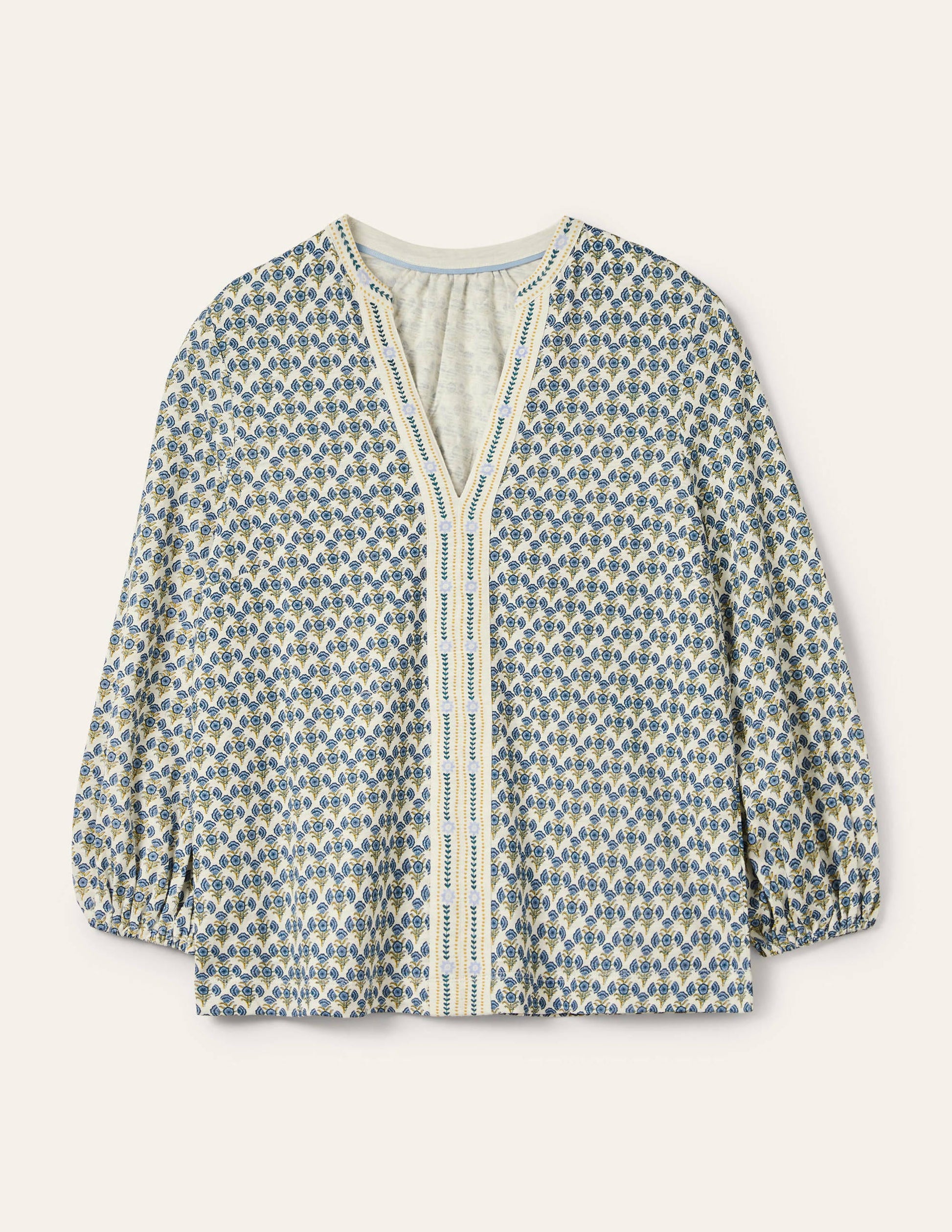 Printed Notch Neck Jersey Top-Chesapeake Bay, Poppy Geo-6