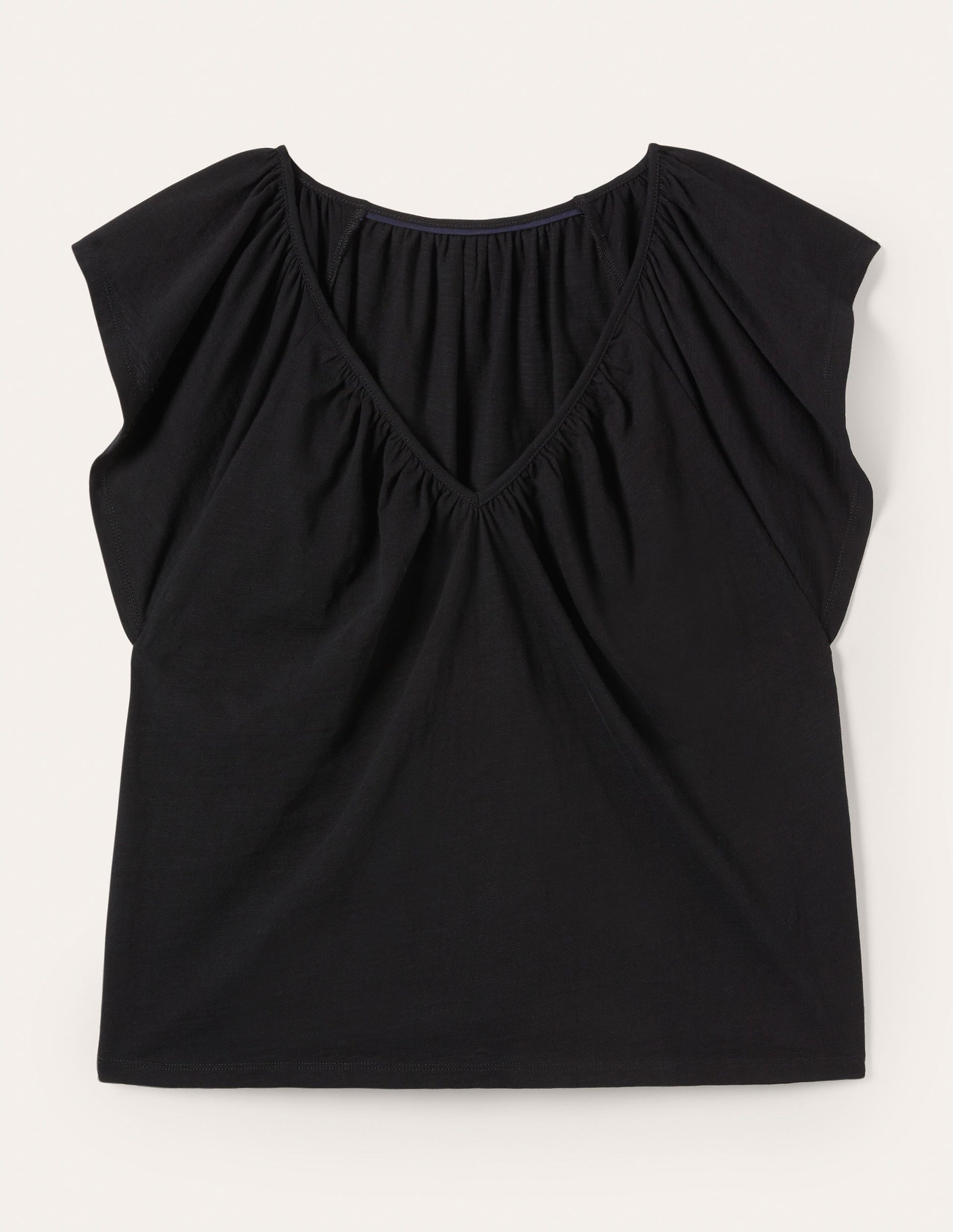 Flutter Sleeve V-neck T-shirt-Black-6