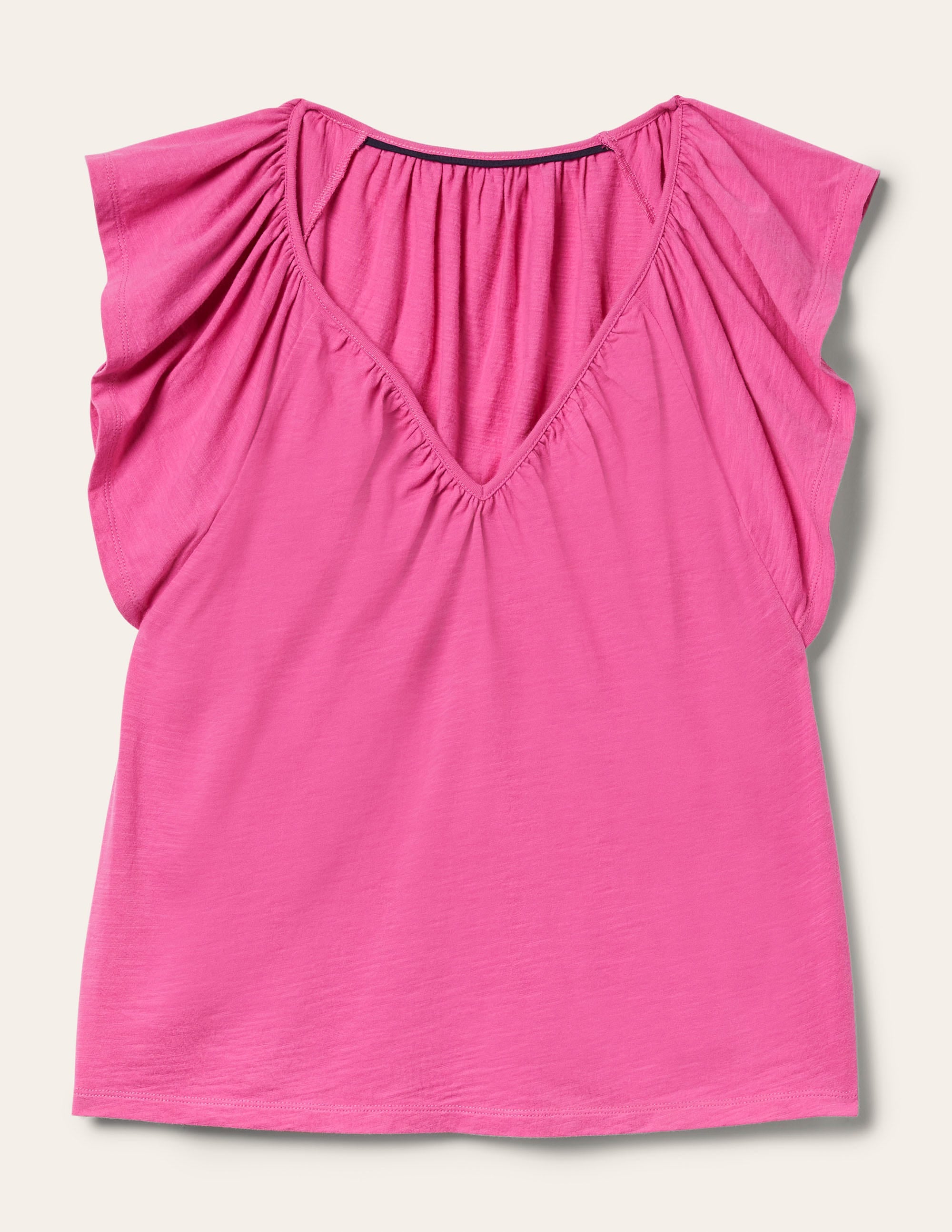 Flutter Sleeve V-neck T-shirt-Cosmos Pink - Image 5