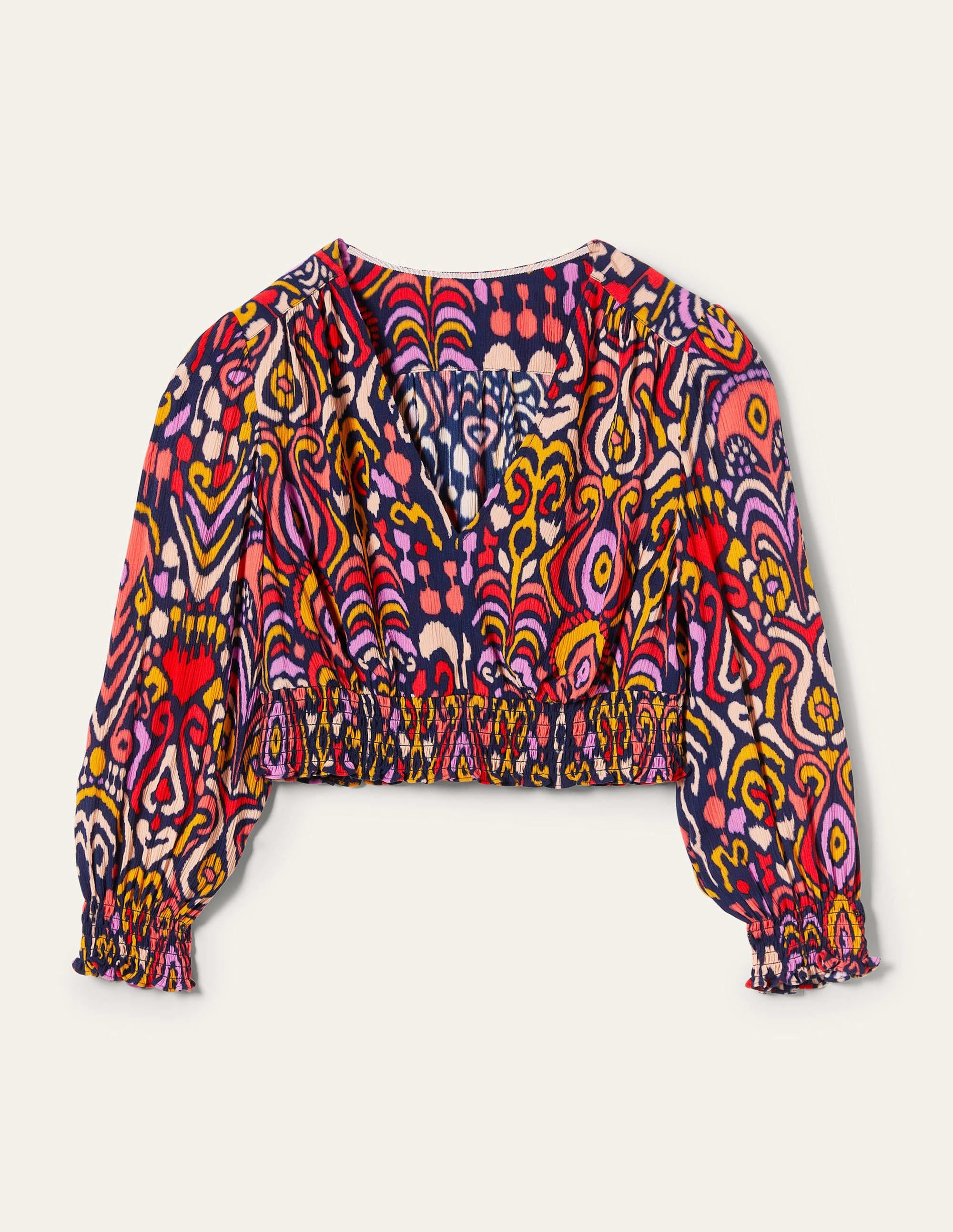 Grace Crinkle Co-ord Top-Navy, Ikat Charm - Image 6