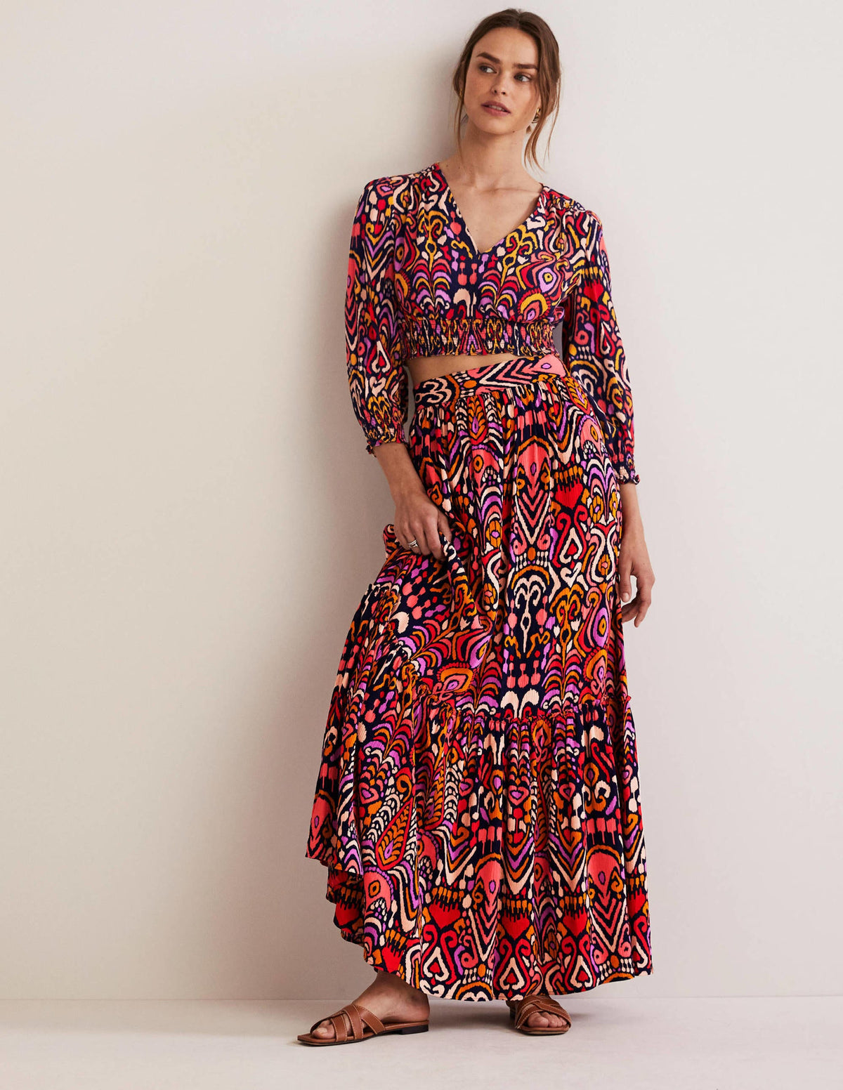 Grace Crinkle Co-ord Top-Navy, Ikat Charm - Image 5