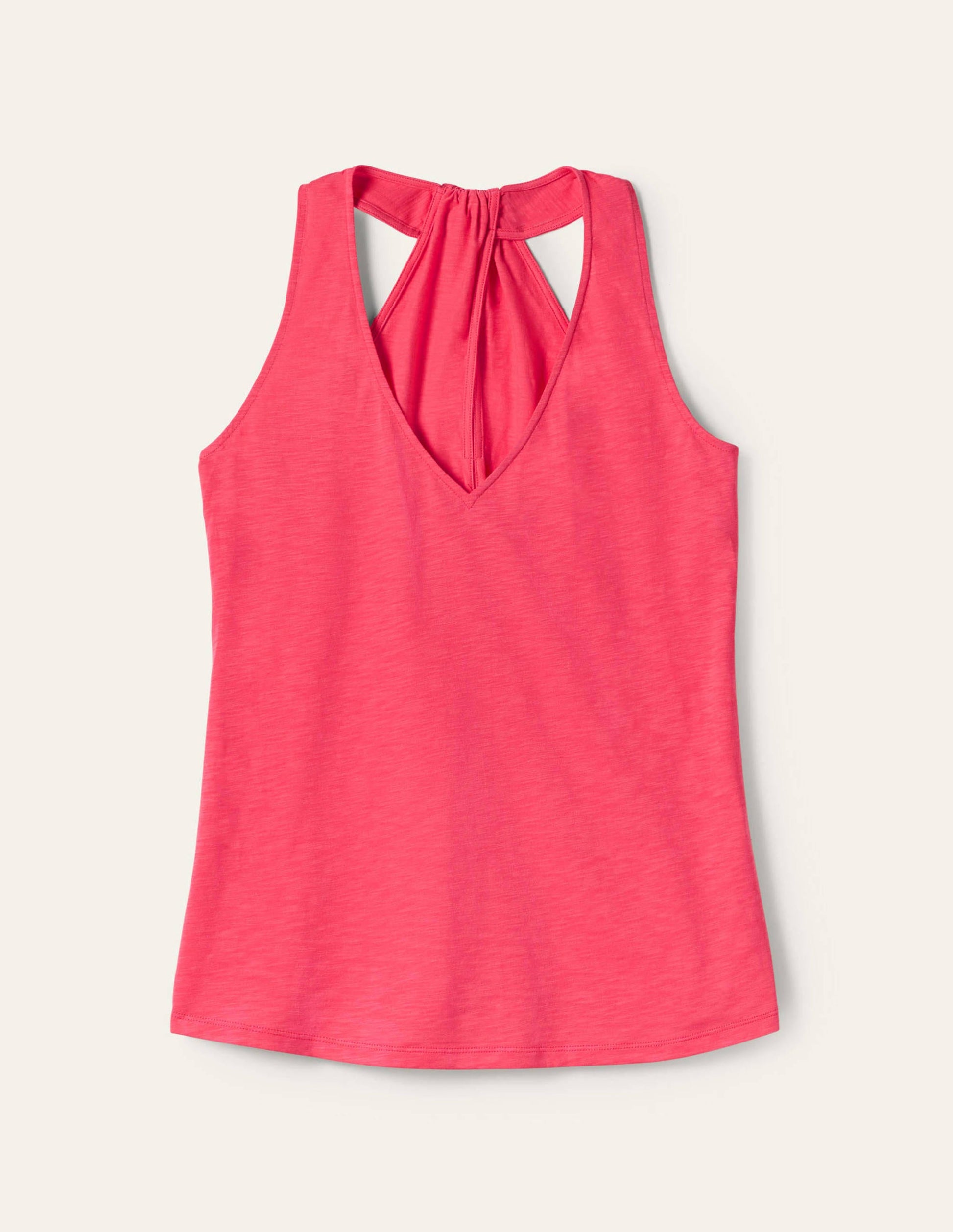 V-Neck Twist Back Jersey Top-Radish-5