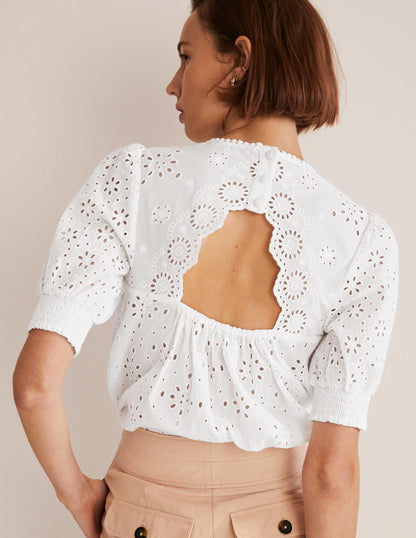 Broderie Cut-Out Detail Top-White-6