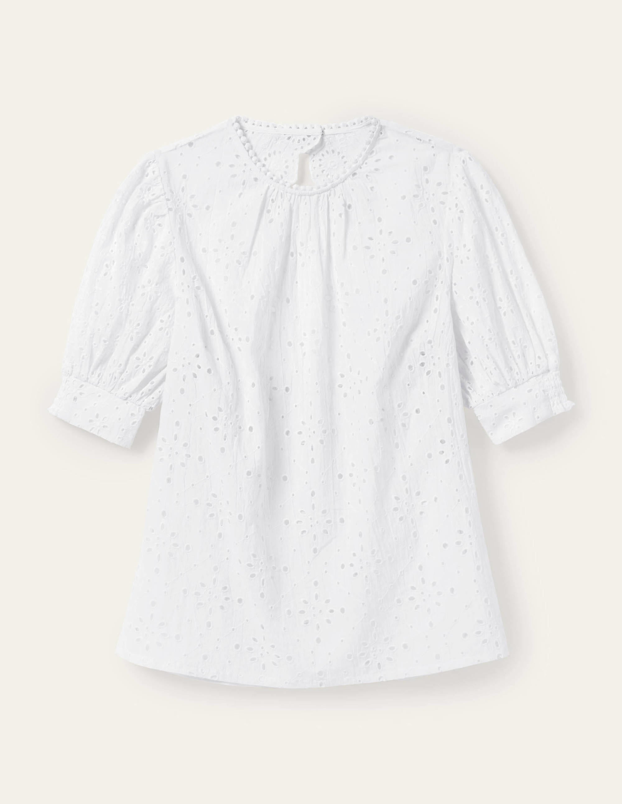 Broderie Cut-Out Detail Top-White - Image 7