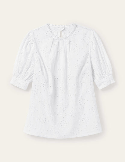 Broderie Cut-Out Detail Top-White-7
