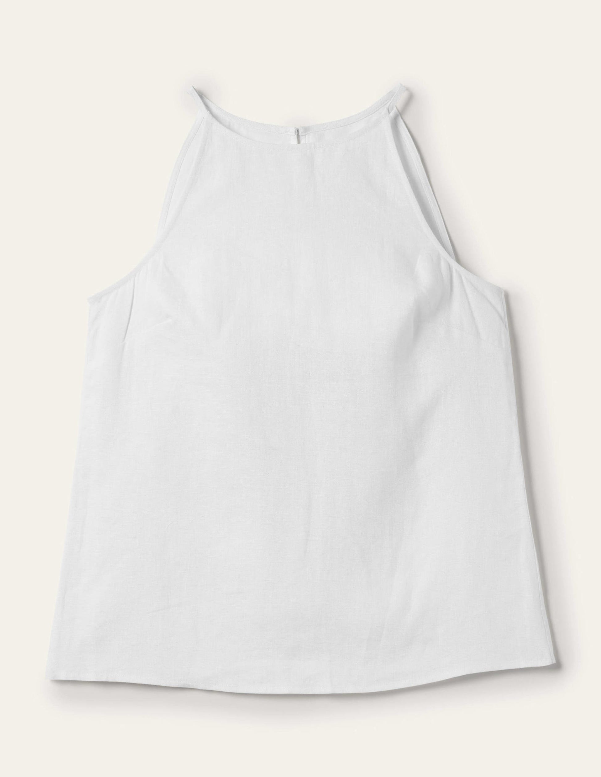 Strappy Halterneck Linen Top-White-6