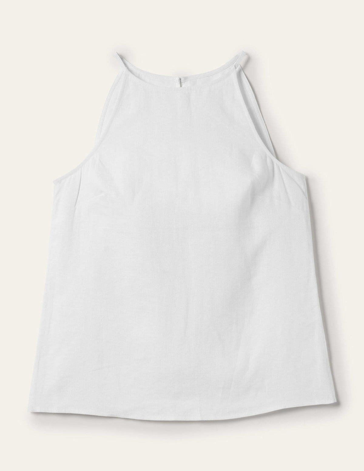 Strappy Halterneck Linen Top-White - Image 6