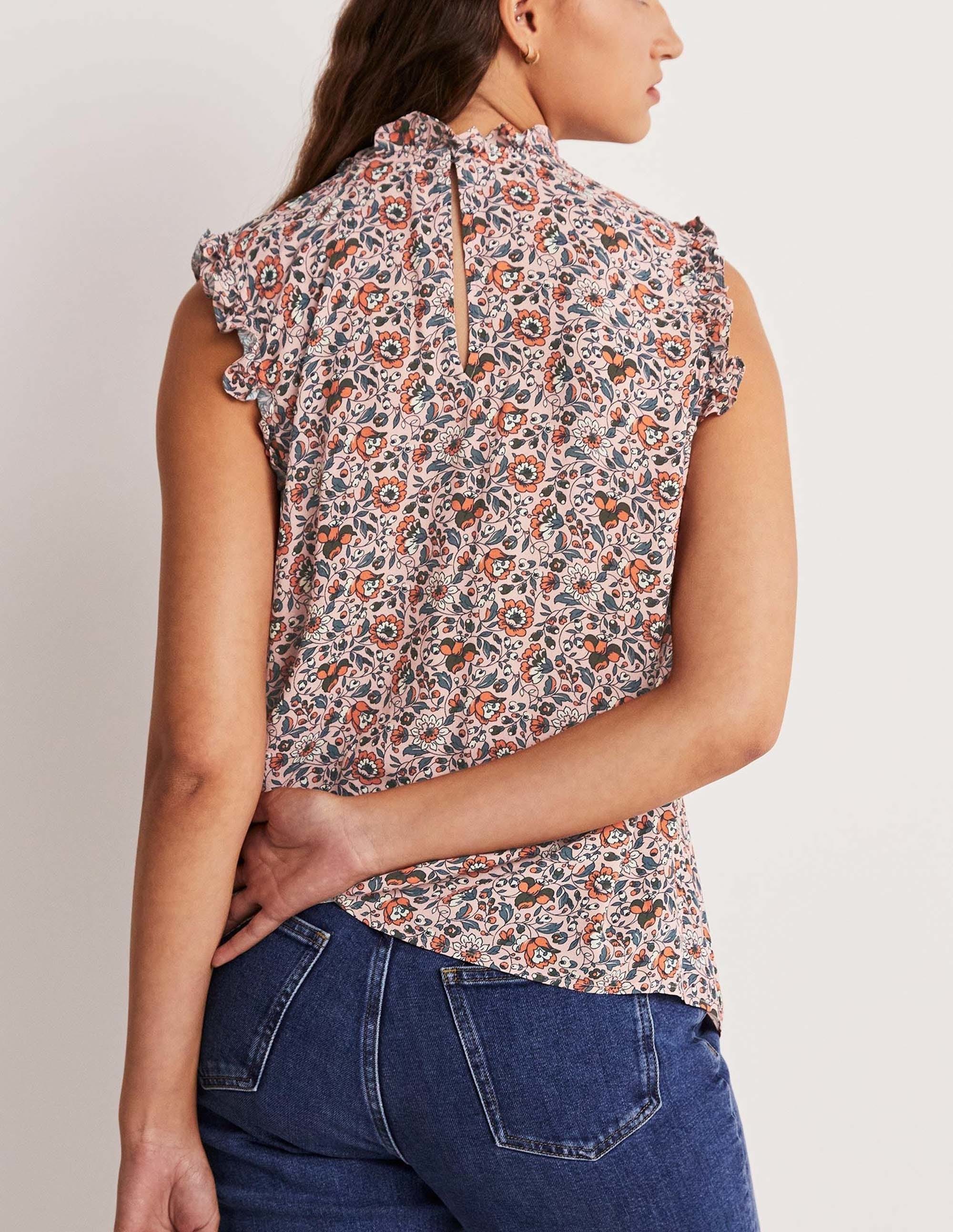 Sleeveless Smocked Top-Milkshake, Botanic Meadow - Image 3