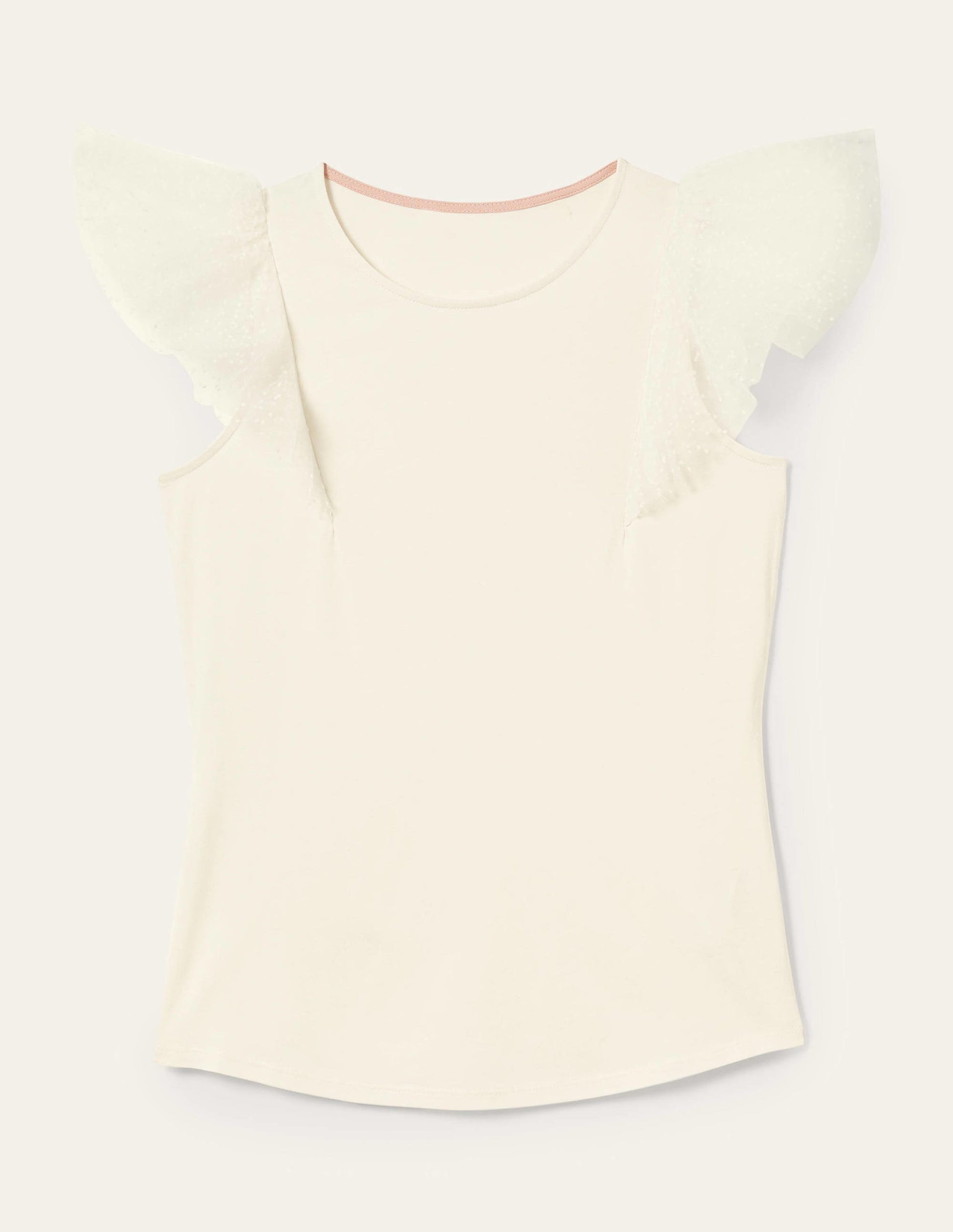 Tulle Shoulder Jersey Top-Ivory-4