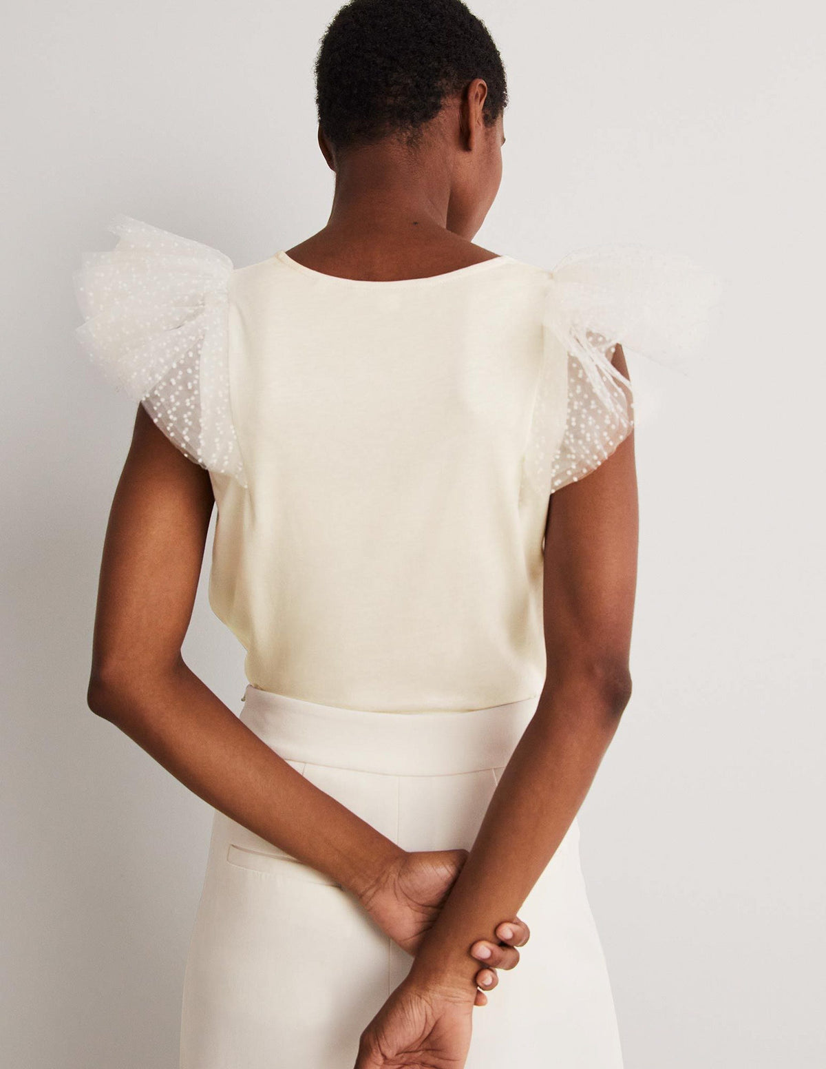 Tulle Shoulder Jersey Top-Ivory-2