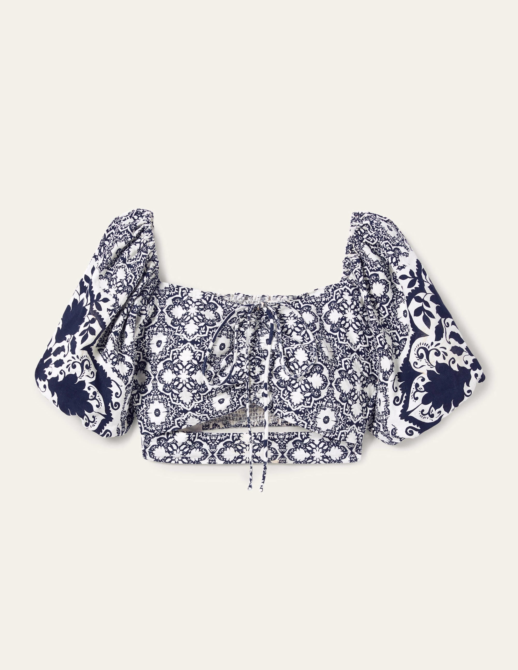 Halterneck Cut Out Crop Top-Navy, Bloomsbury - Image 9