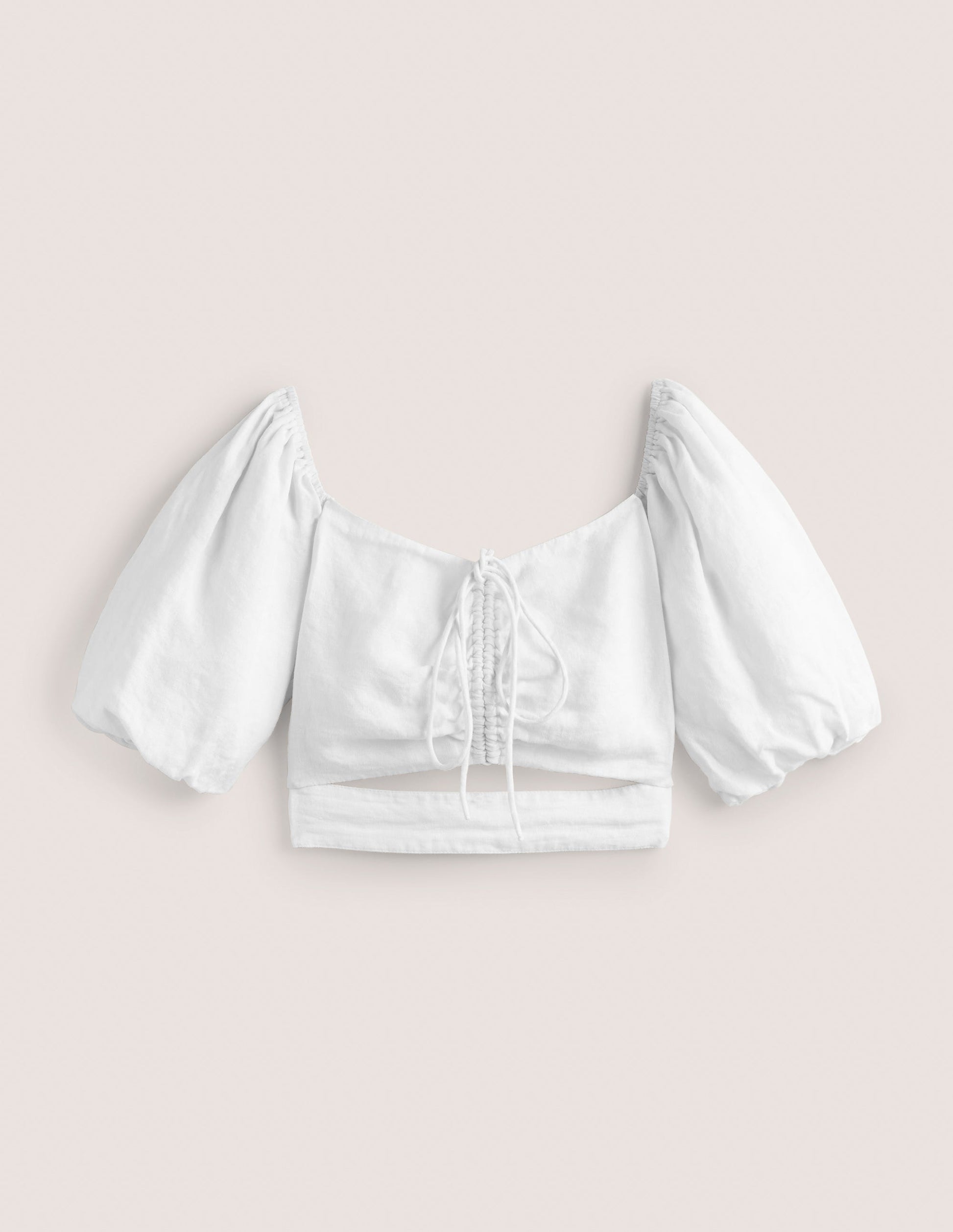 Halterneck Cut Out Crop Top-White-5